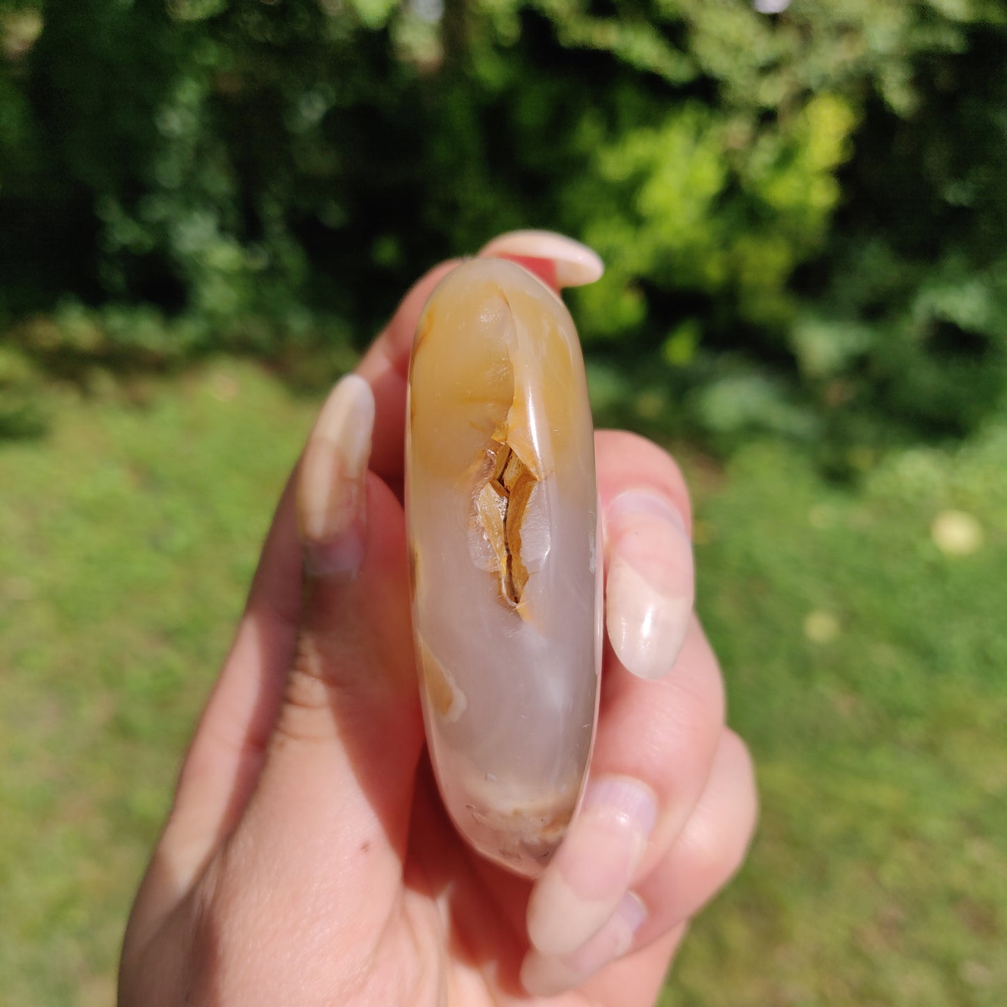 Flower Agate Palm Stone (#37)