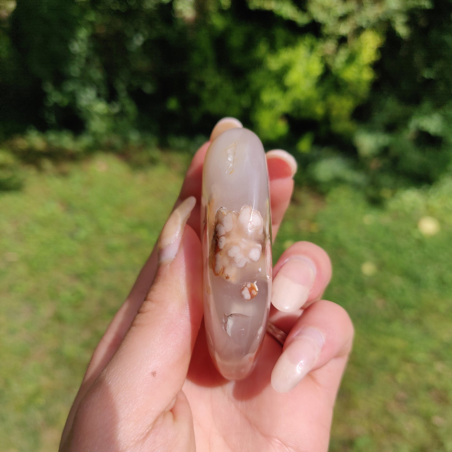 Flower Agate Palm Stone (#37)