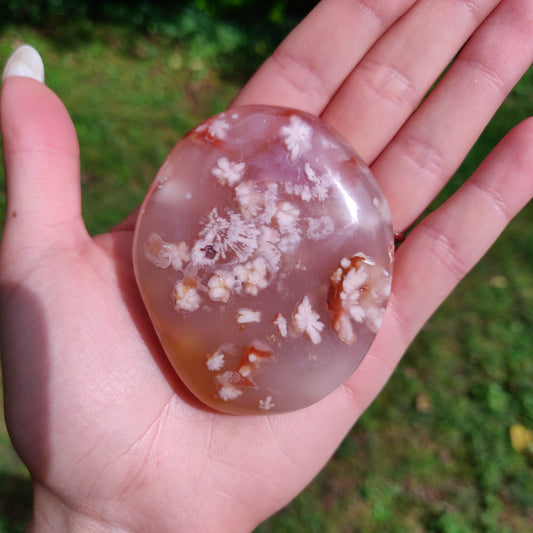 Flower Agate Palm Stone (#37)