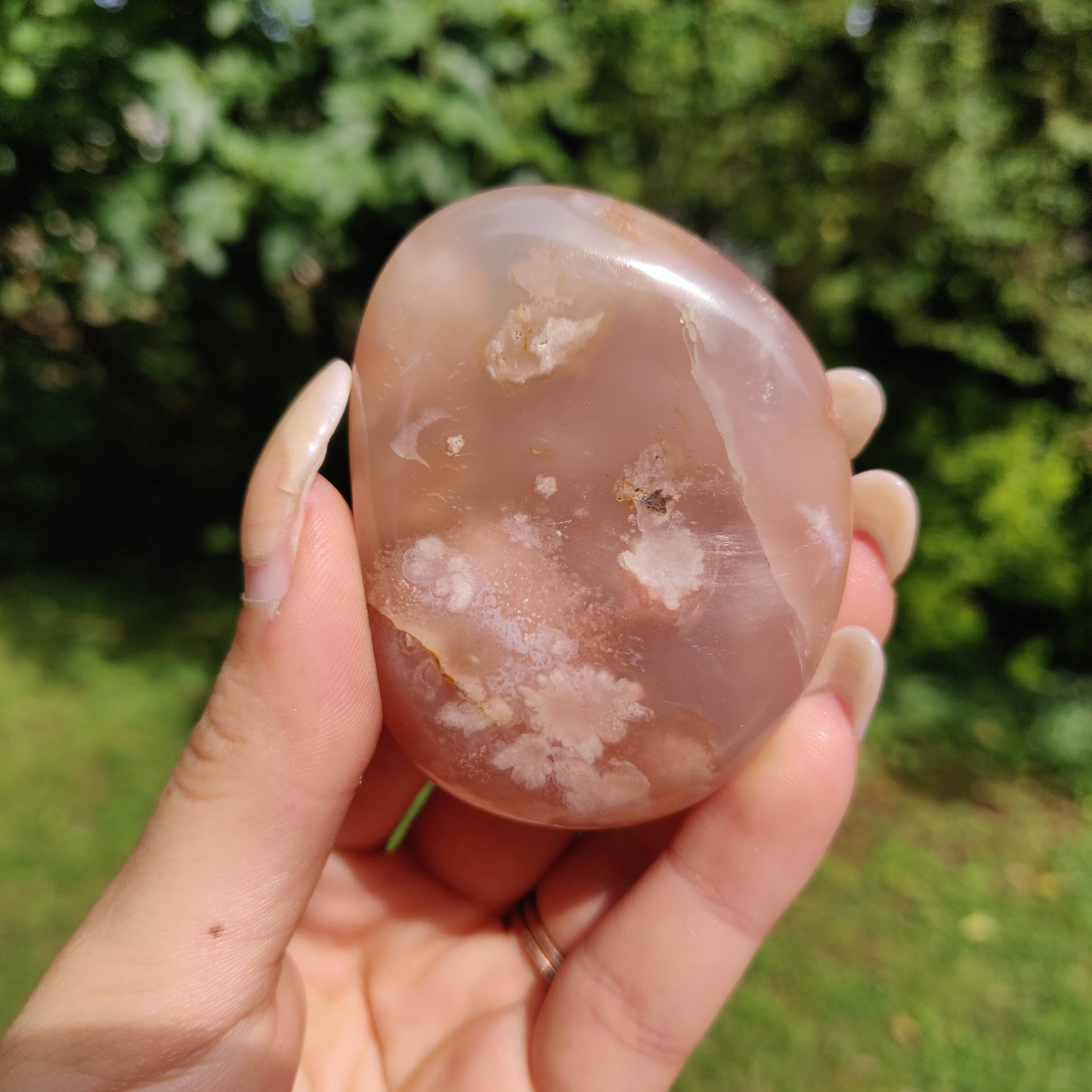 Flower Agate Palm Stone (#38)