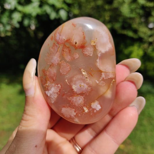 Flower Agate Palm Stone (#38)