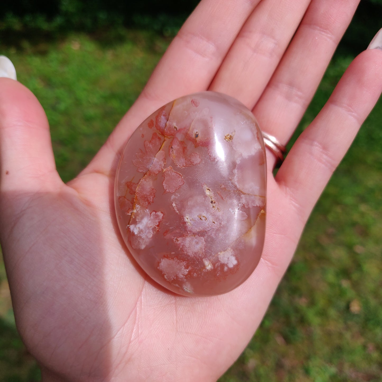 Flower Agate Palm Stone (#38)