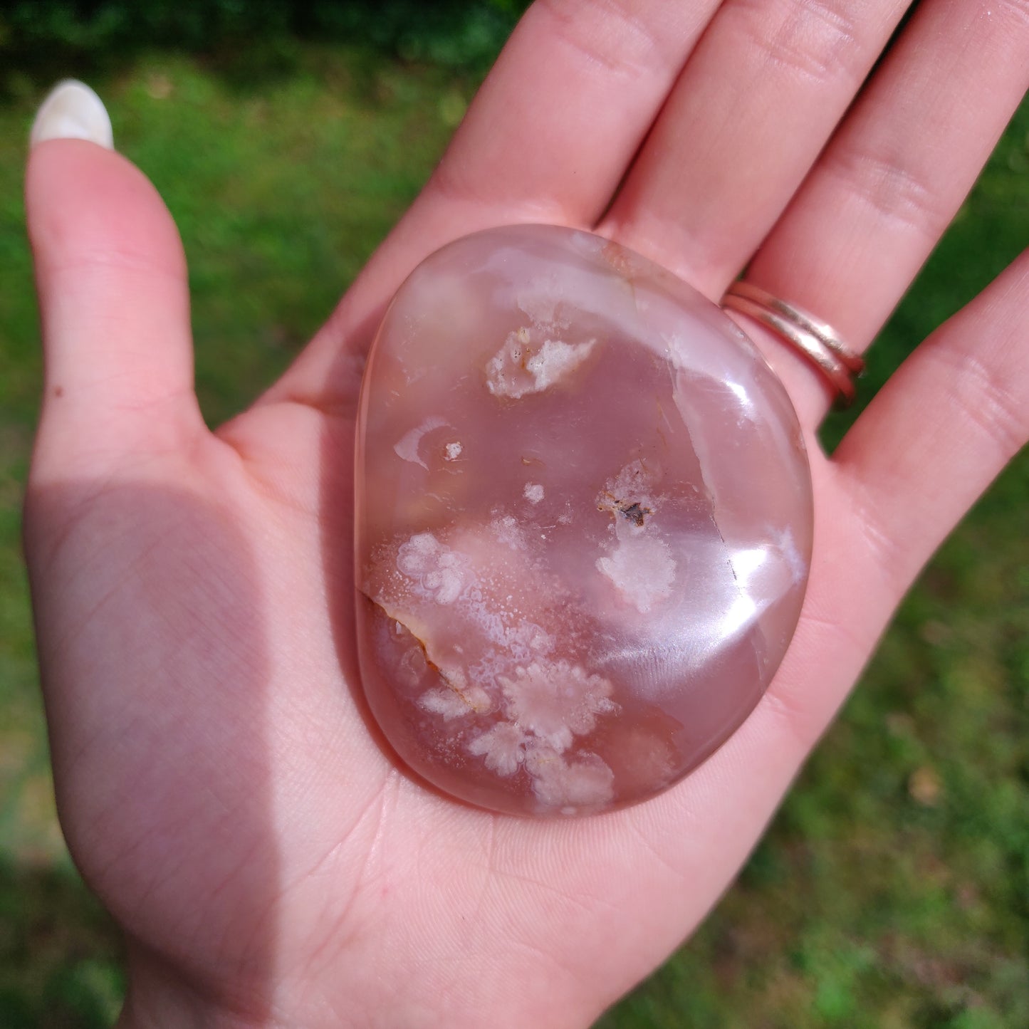 Flower Agate Palm Stone (#38)