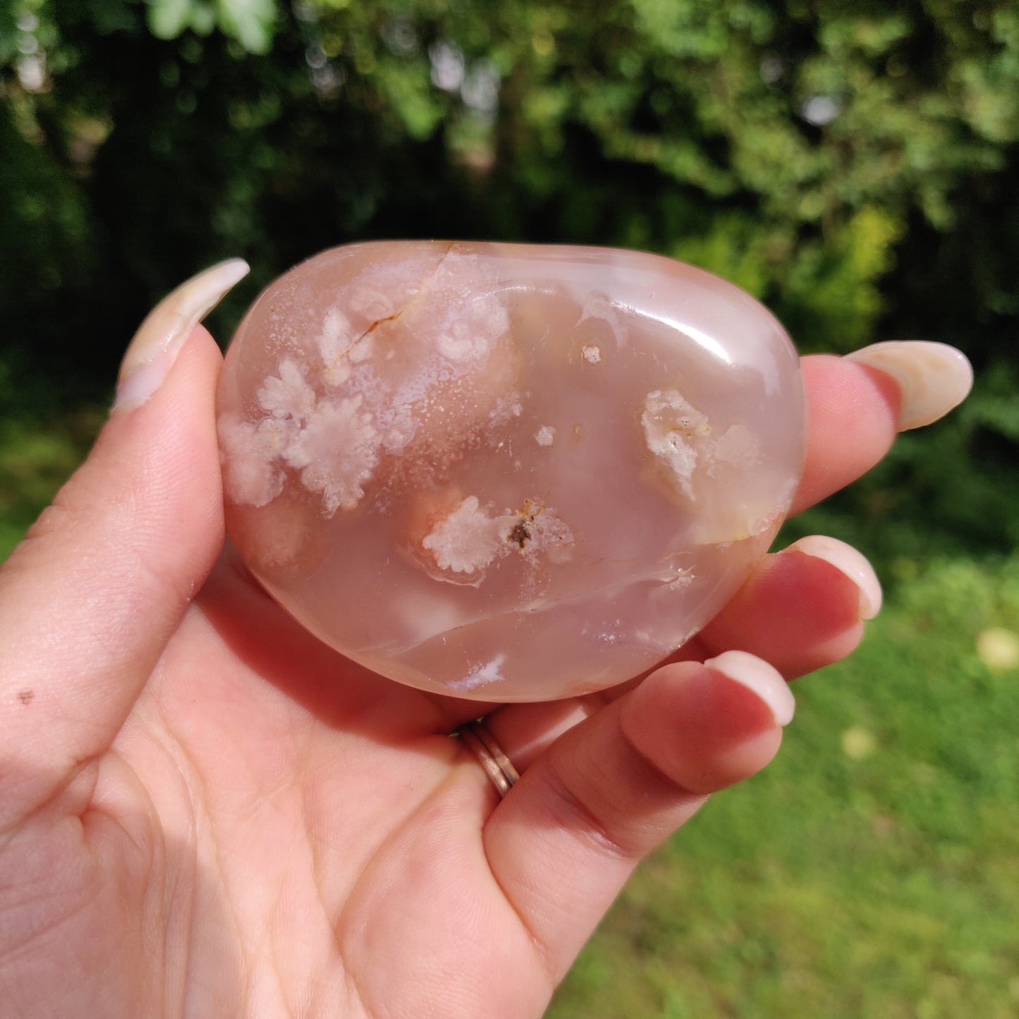 Flower Agate Palm Stone (#38)