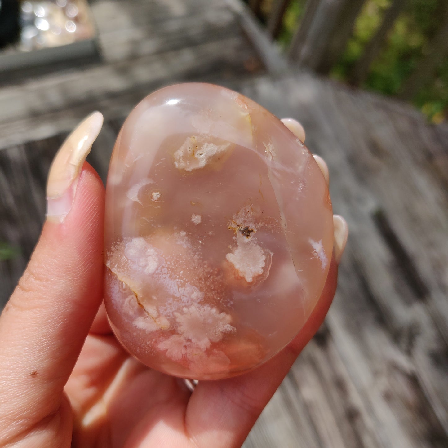 Flower Agate Palm Stone (#38)