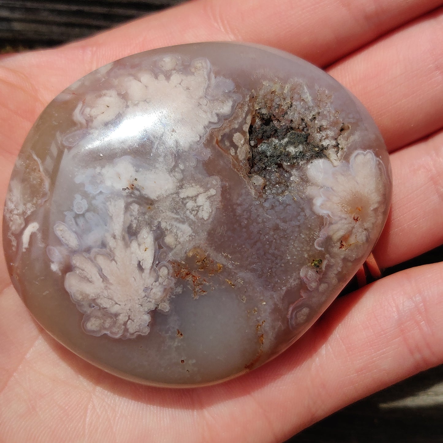 Flower Agate Palm Stone (#39)