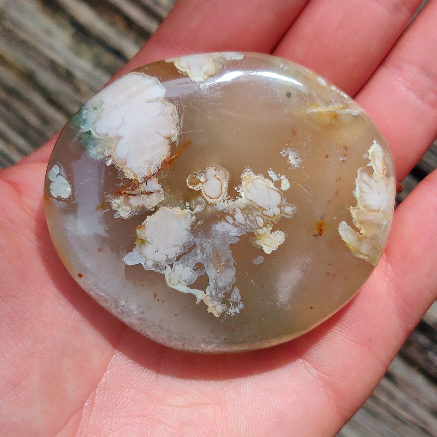 Flower Agate Palm Stone (#40)
