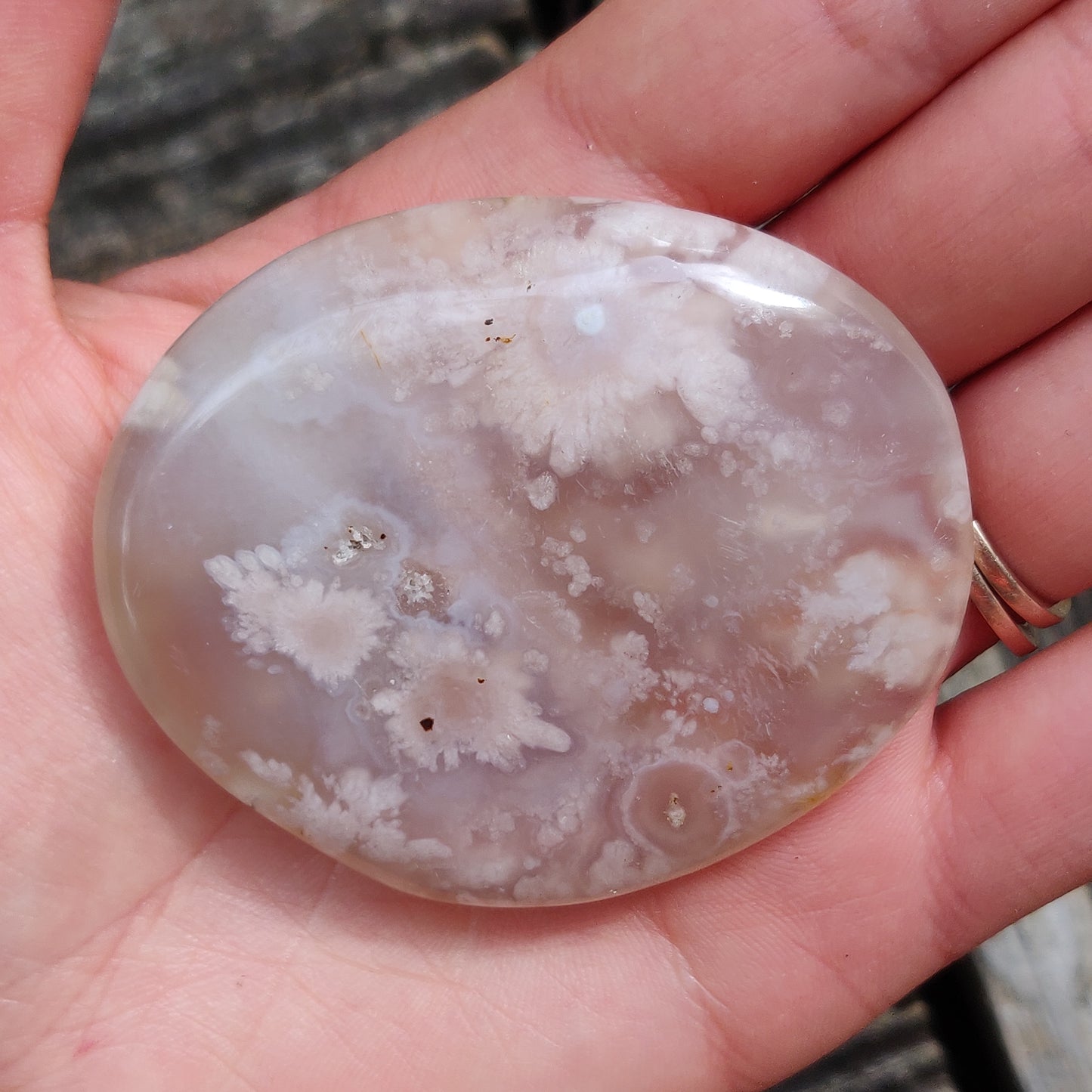 Flower Agate Palm Stone (#42)