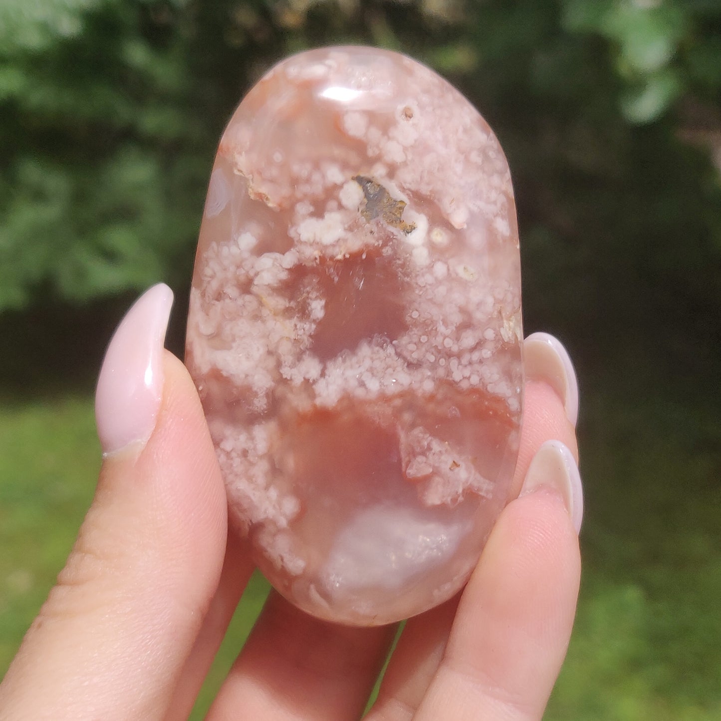 Flower Agate Palm Stone (#45)
