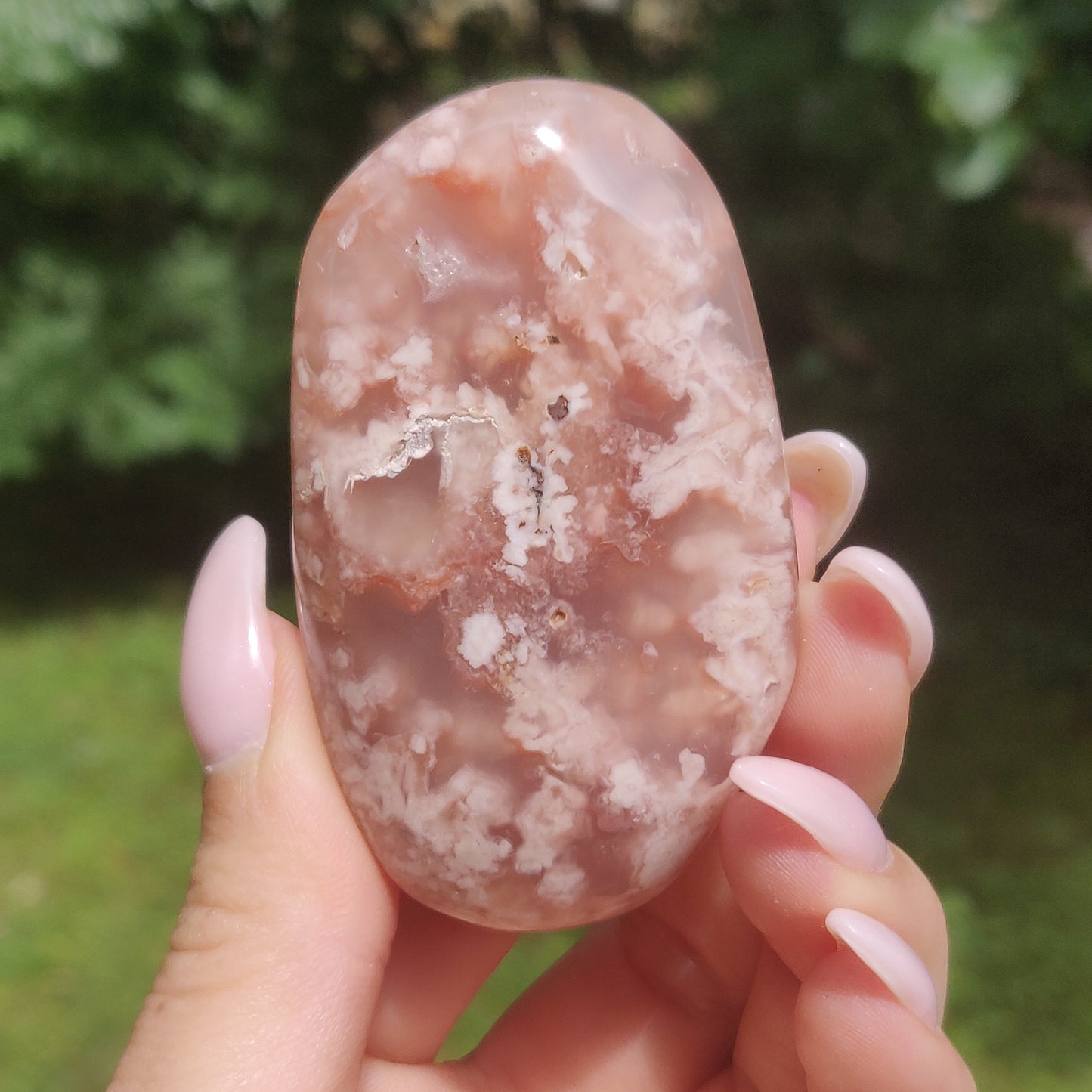 Flower Agate Palm Stone (#45)