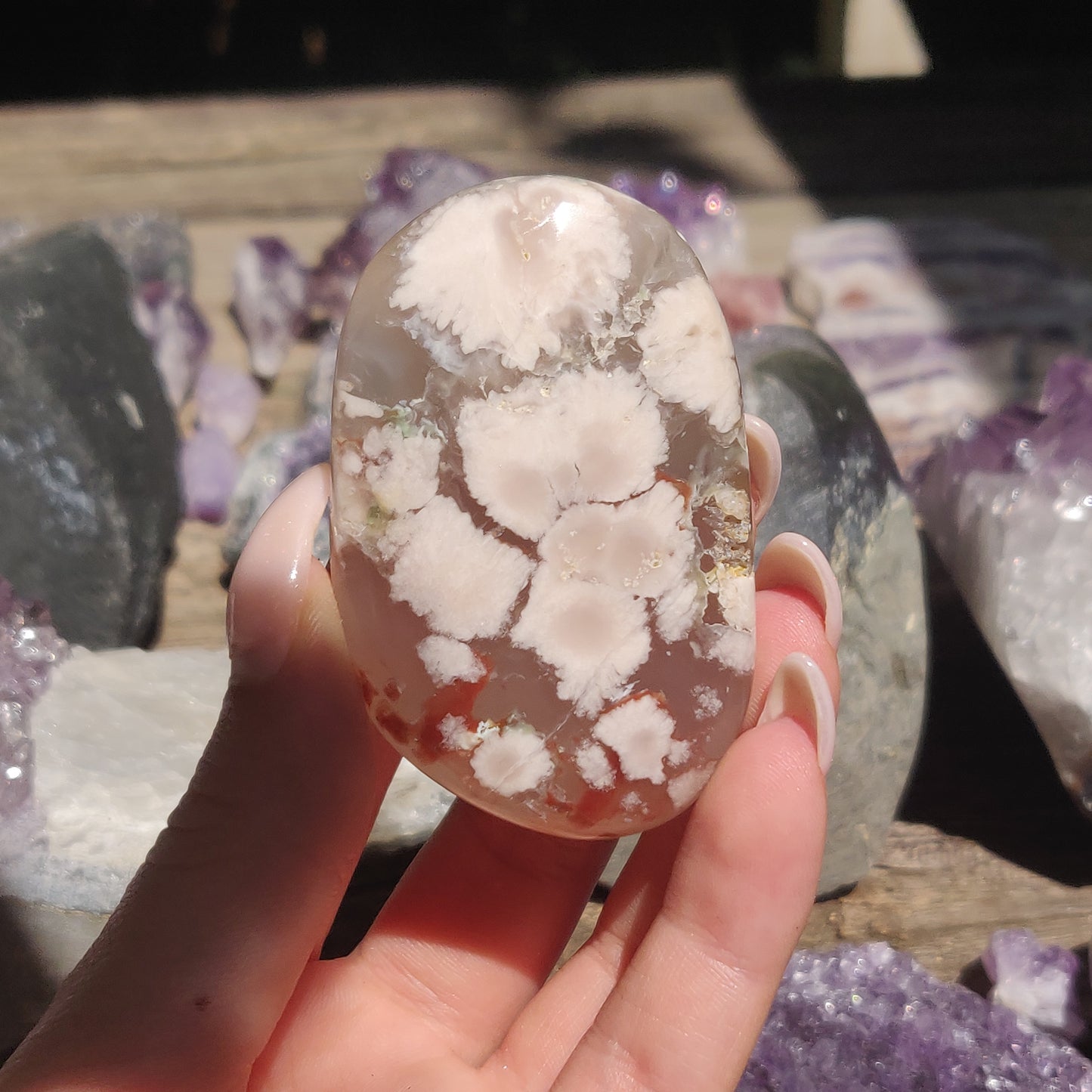 Flower Agate Palm Stone (#49)
