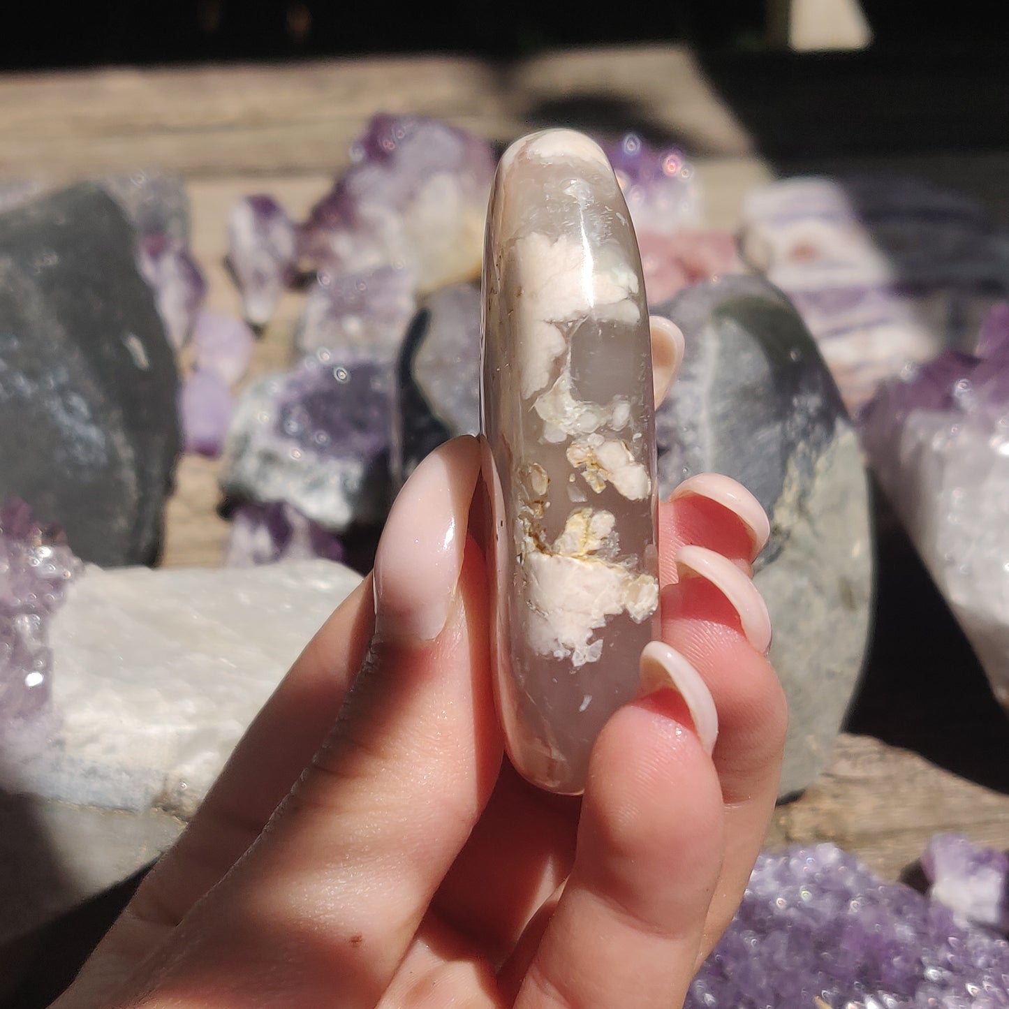 Flower Agate Palm Stone (#49)