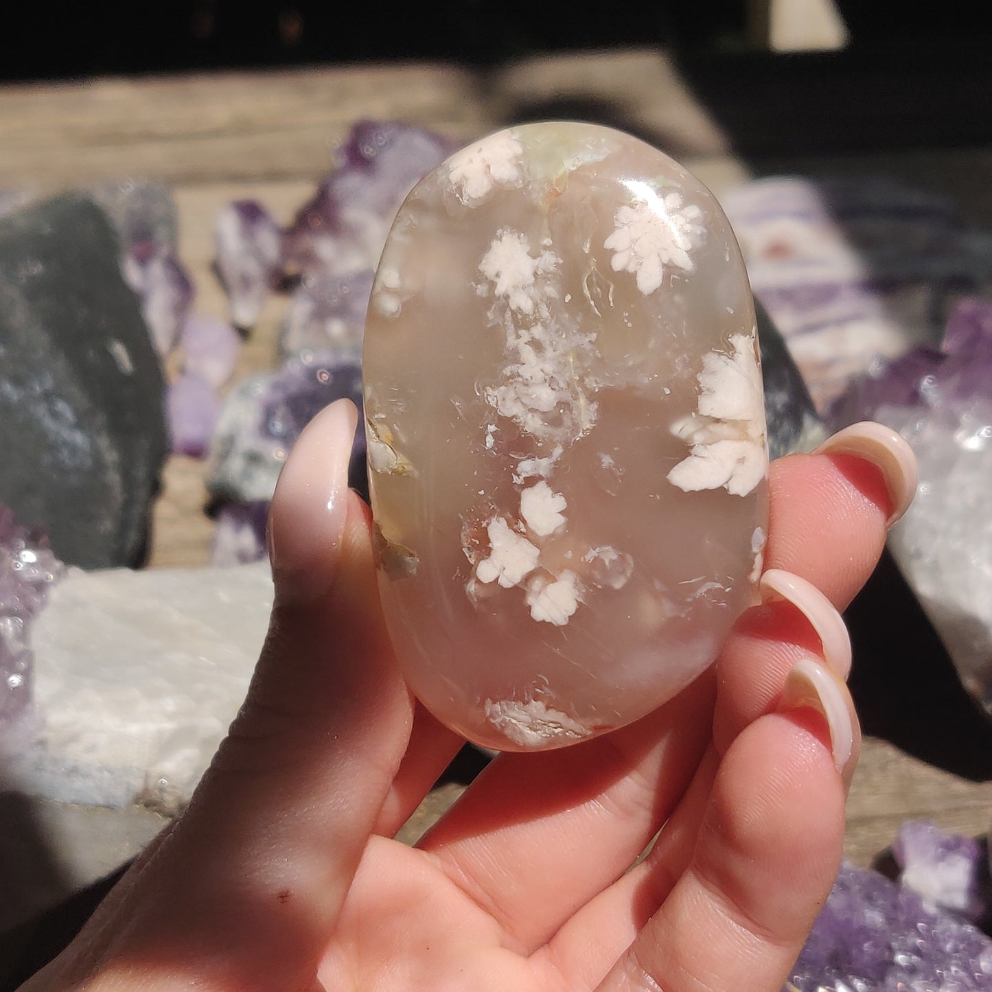 Flower Agate Palm Stone (#49)