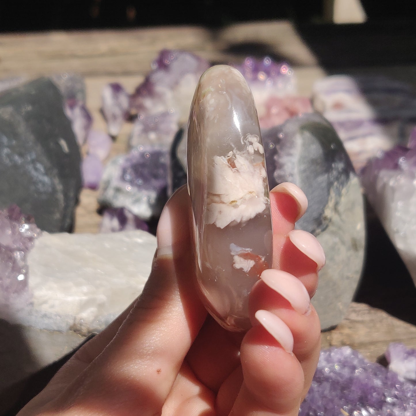 Flower Agate Palm Stone (#49)