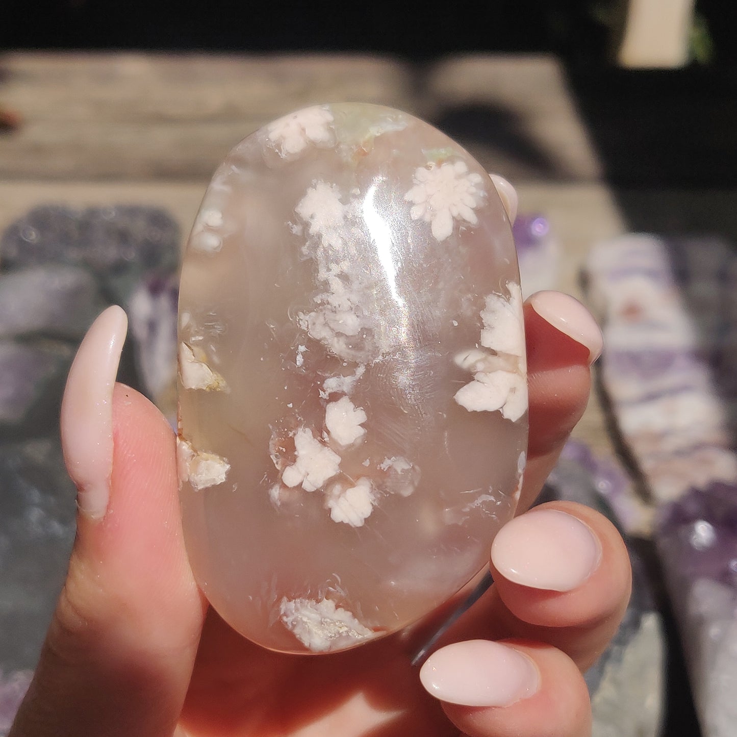 Flower Agate Palm Stone (#49)