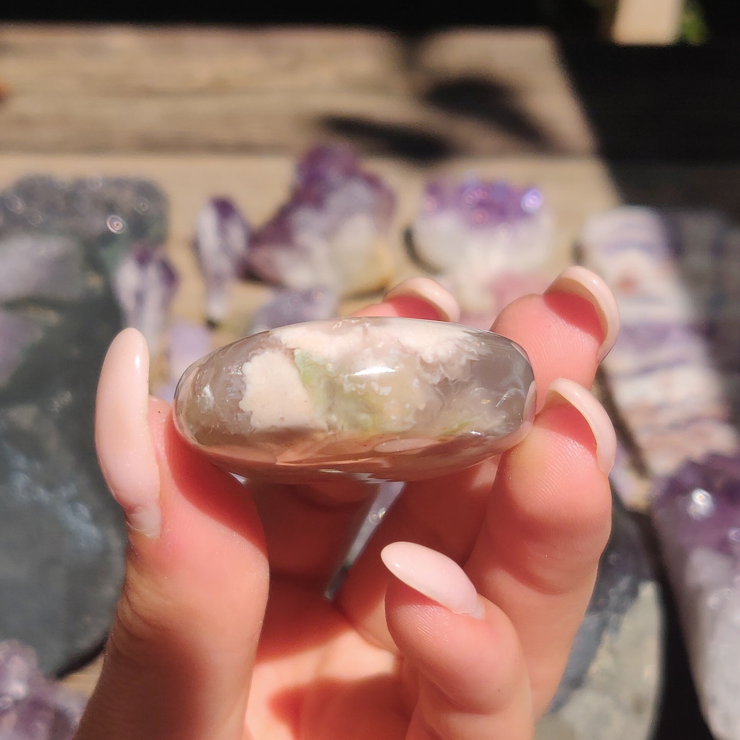 Flower Agate Palm Stone (#49)
