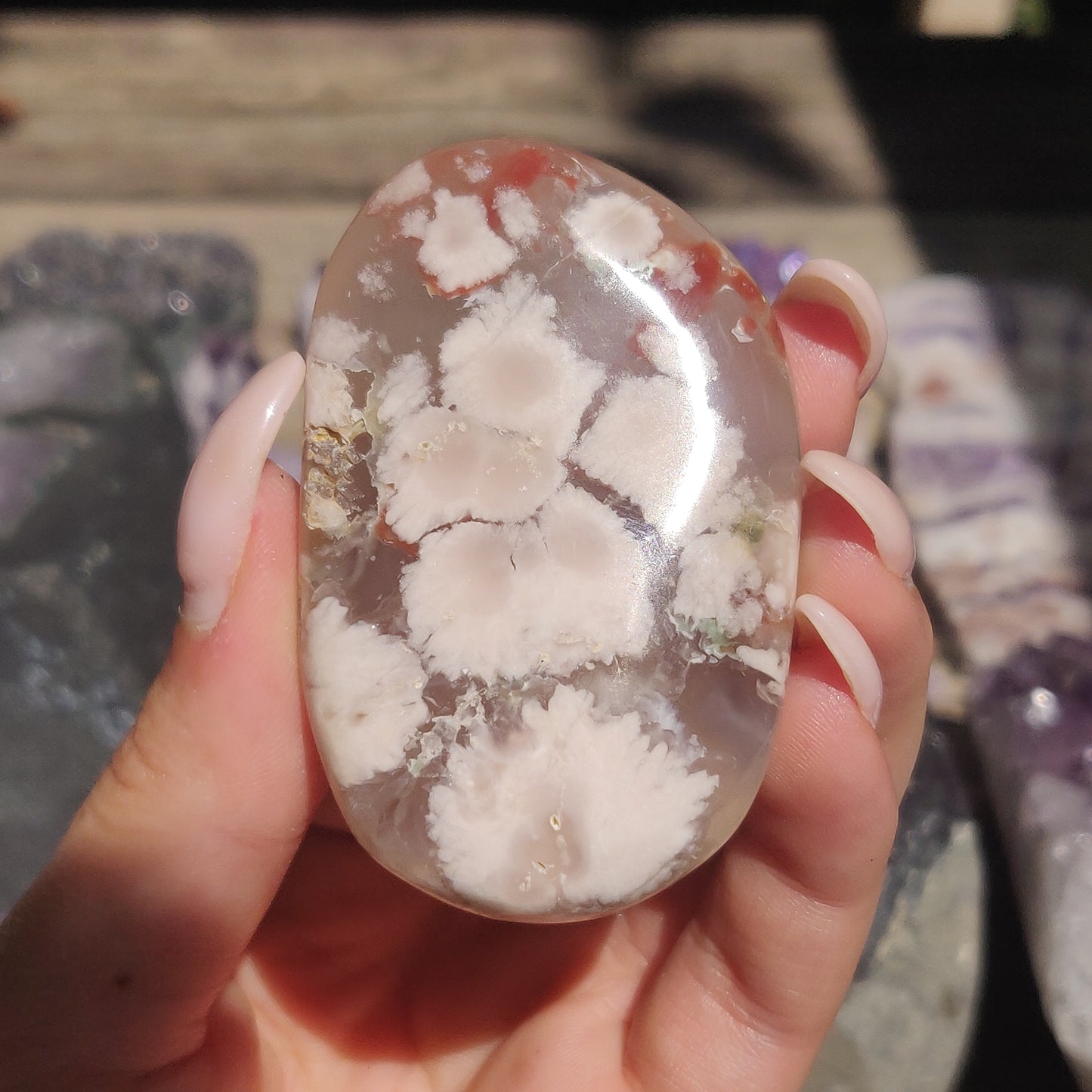 Flower Agate Palm Stone (#49)