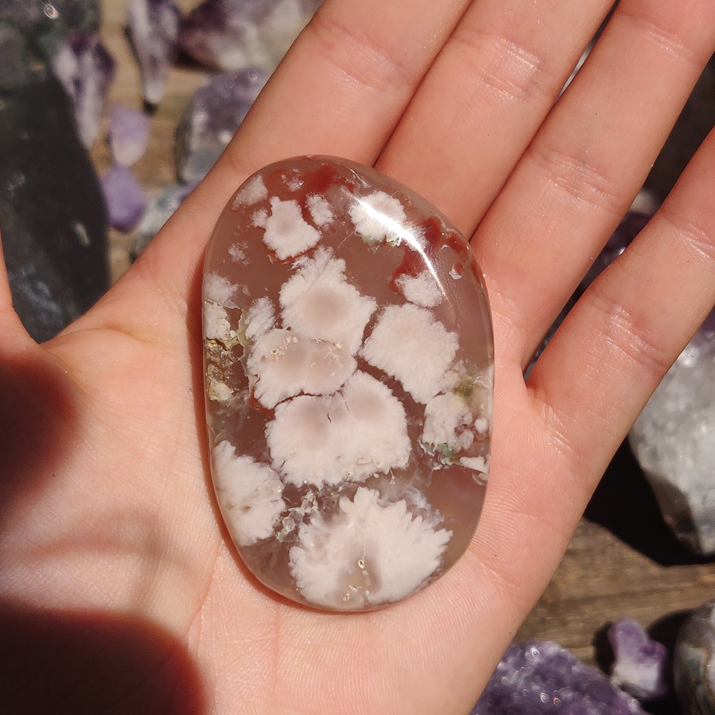 Flower Agate Palm Stone (#49)