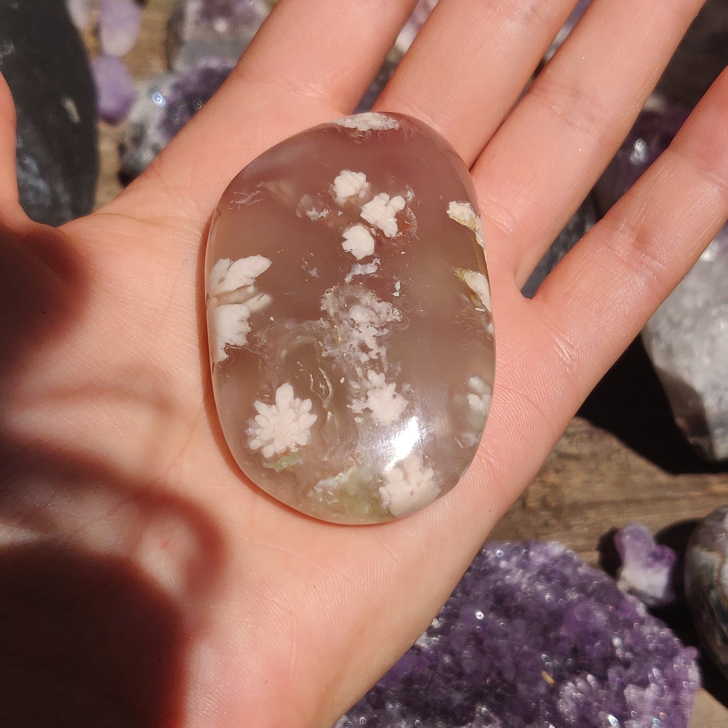 Flower Agate Palm Stone (#49)