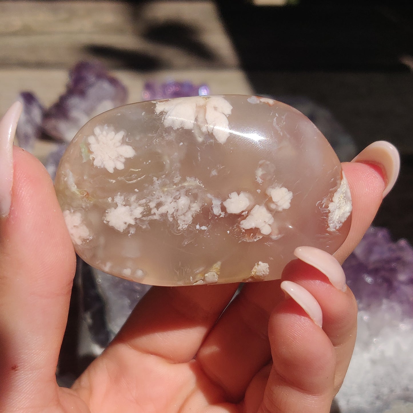 Flower Agate Palm Stone (#49)
