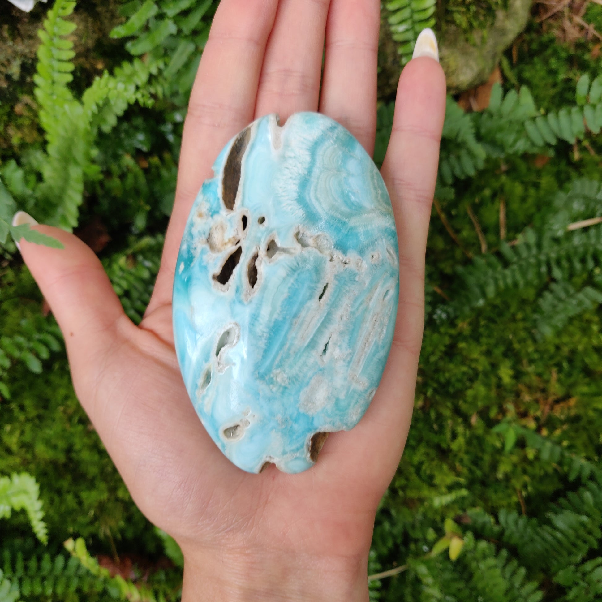 Blue Aragonite Palm Stone (#1) - Simply Affinity
