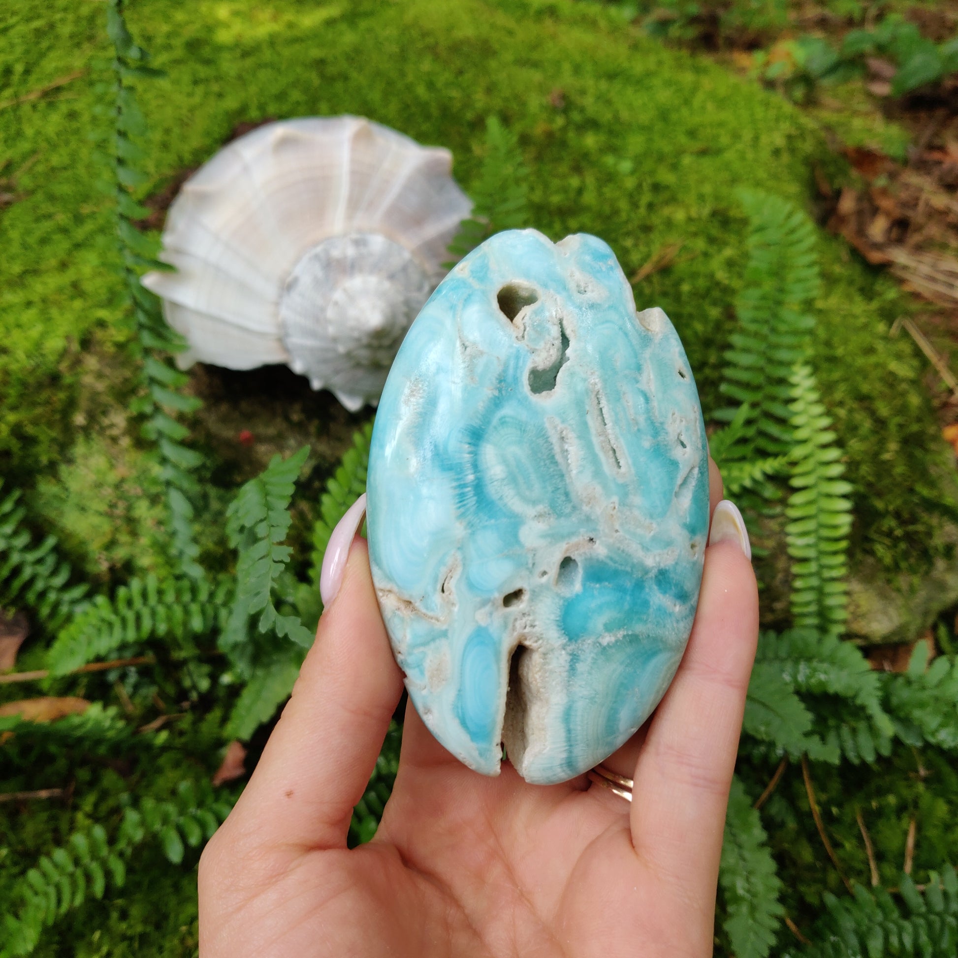 Blue Aragonite Palm Stone (#1) - Simply Affinity