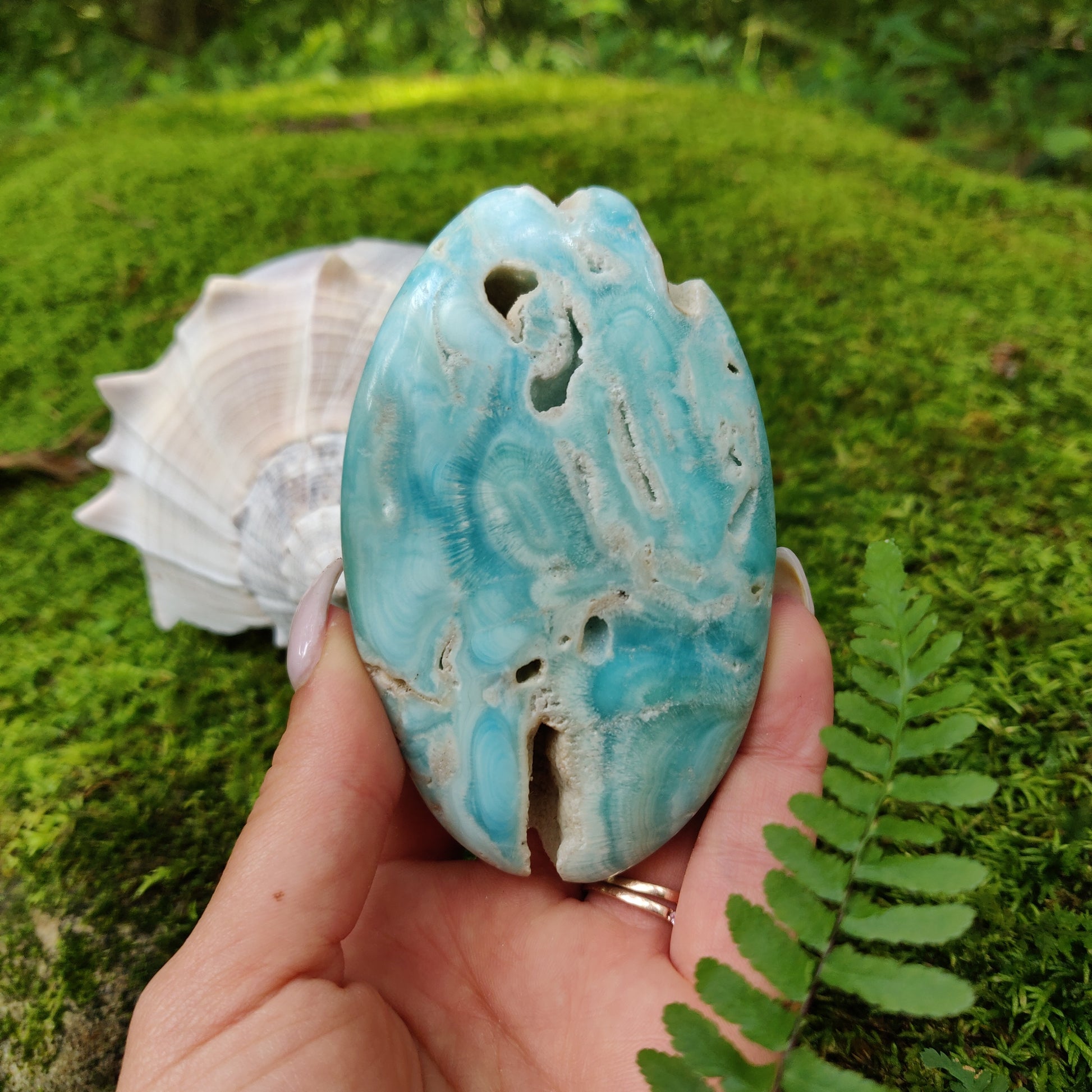 Blue Aragonite Palm Stone (#1) - Simply Affinity