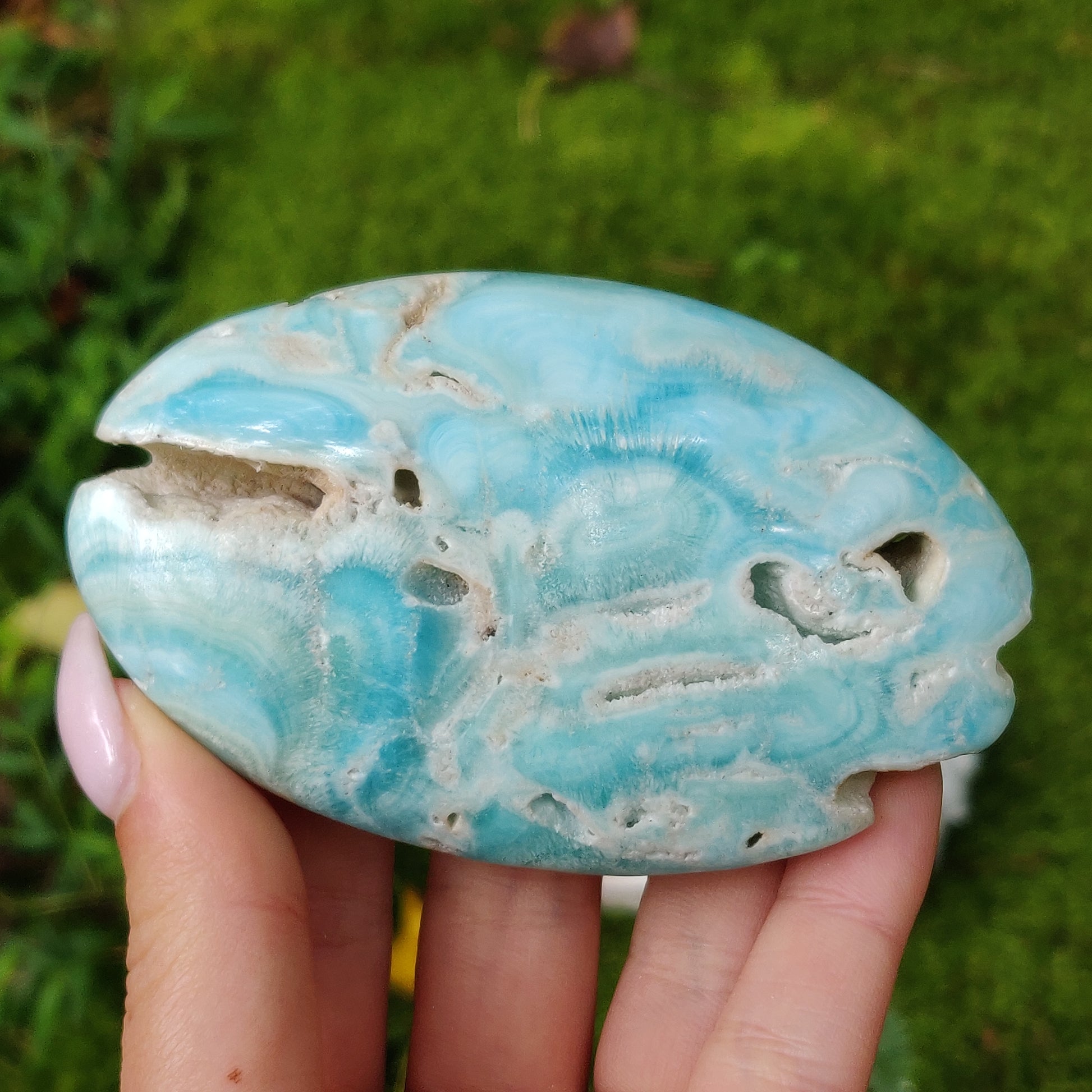 Blue Aragonite Palm Stone (#1) - Simply Affinity
