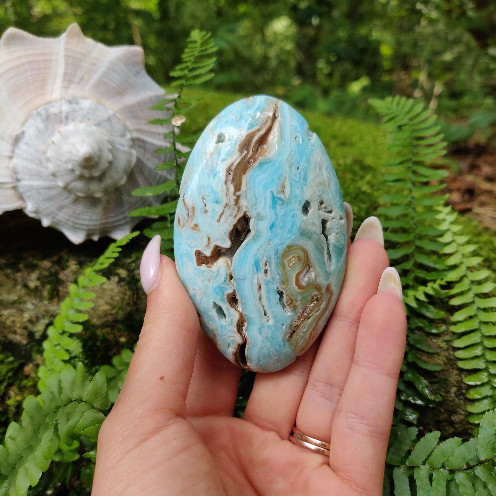 Blue Aragonite Palm Stone (#2) - Simply Affinity