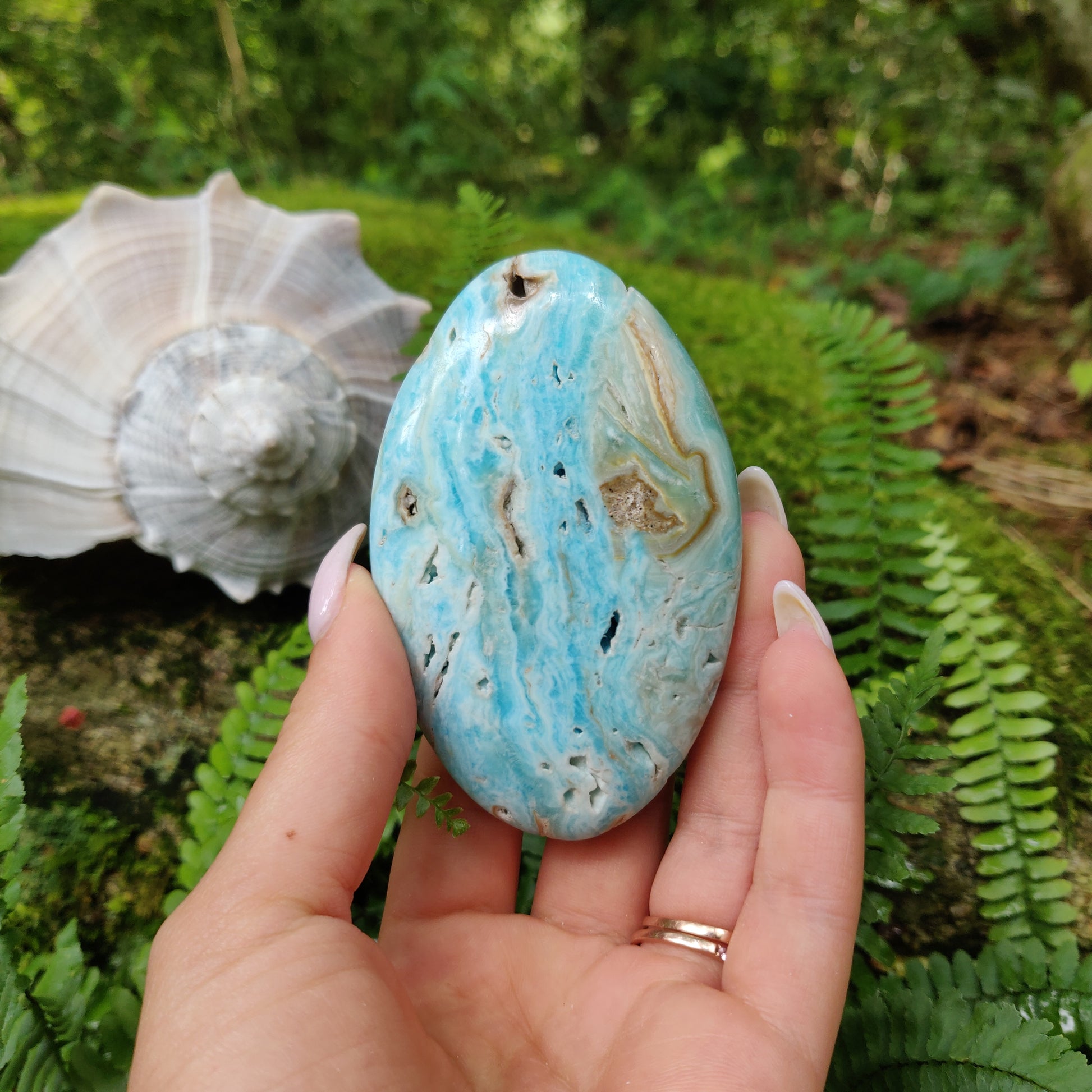 Blue Aragonite Palm Stone (#2) - Simply Affinity