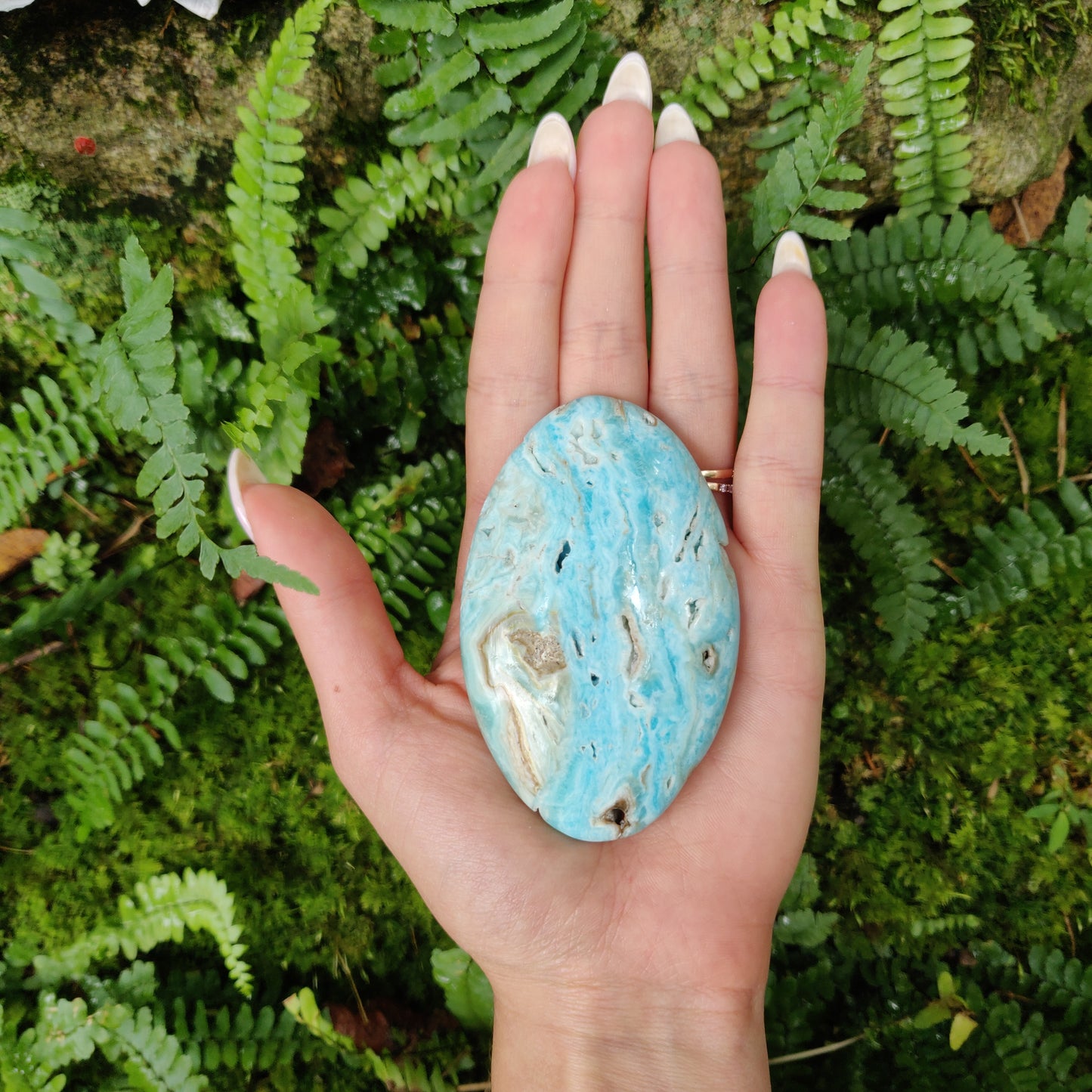 Blue Aragonite Palm Stone (#2) - Simply Affinity