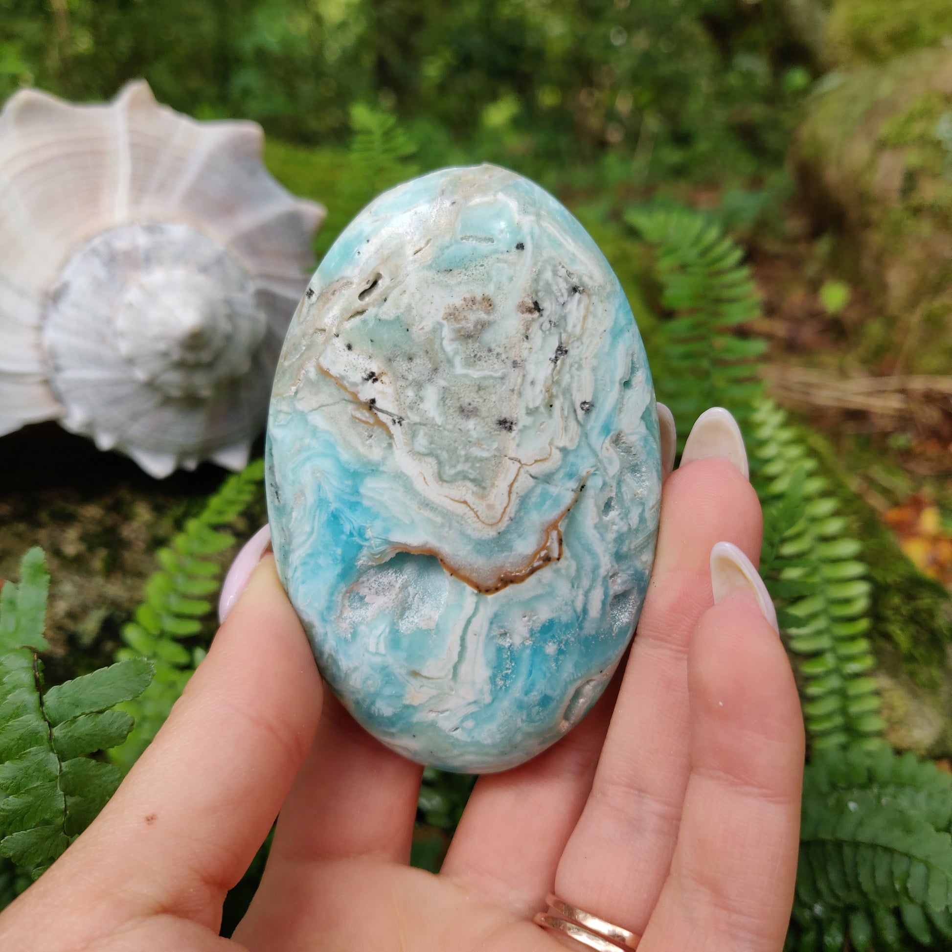 Blue Aragonite Palm Stone (#3) - Simply Affinity