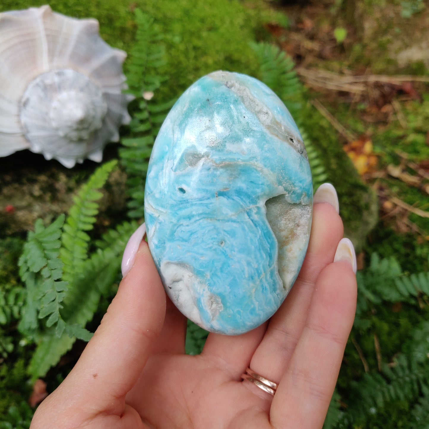 Blue Aragonite Palm Stone (#3) - Simply Affinity