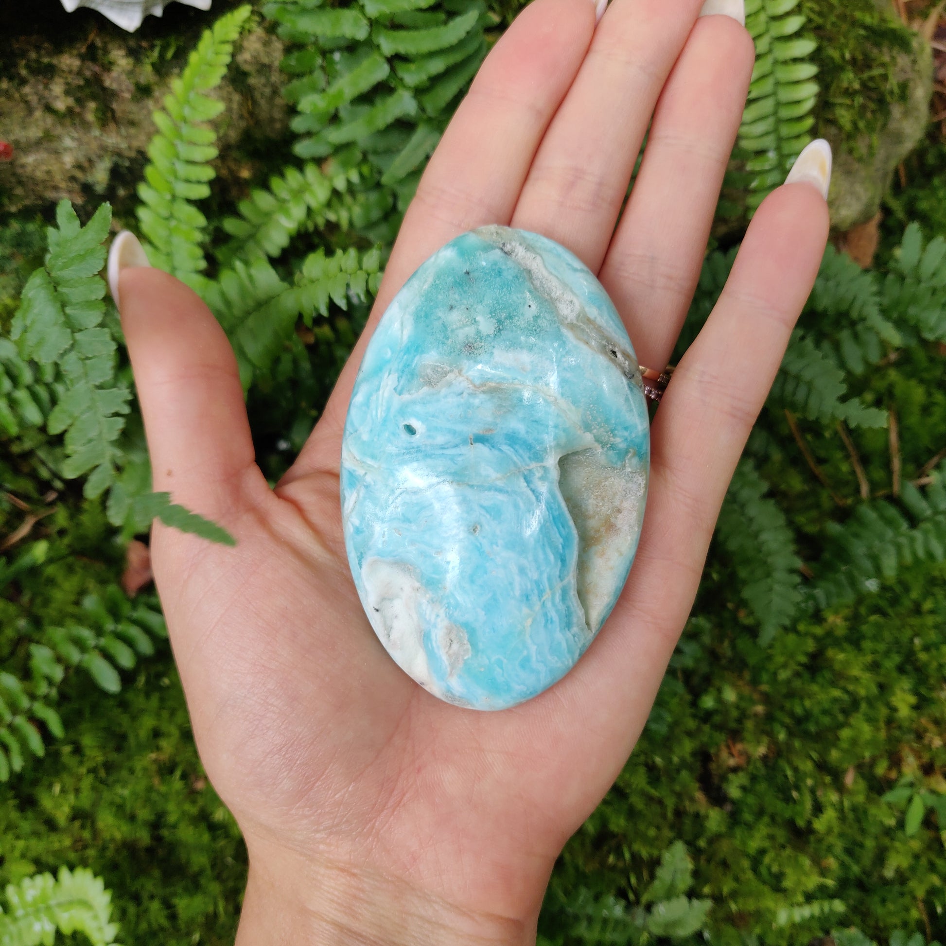 Blue Aragonite Palm Stone (#3) - Simply Affinity