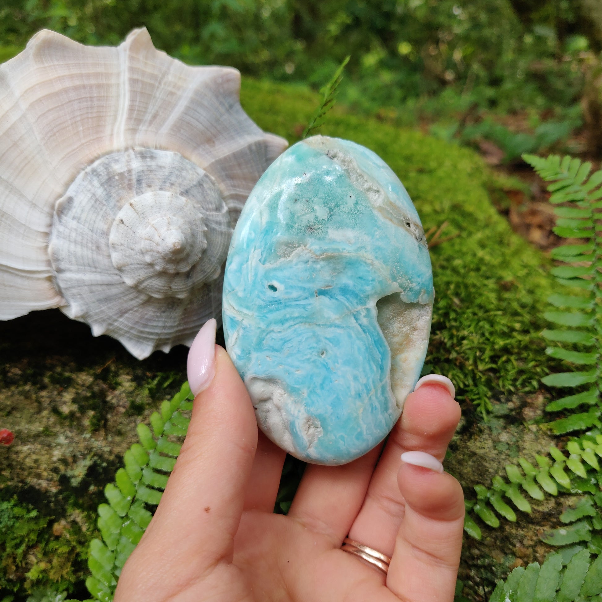 Blue Aragonite Palm Stone (#3) - Simply Affinity