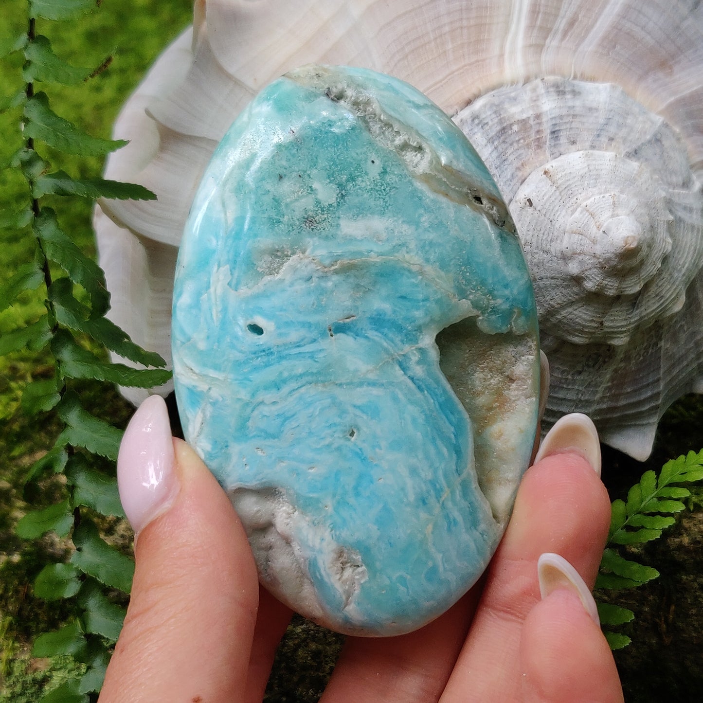 Blue Aragonite Palm Stone (#3) - Simply Affinity