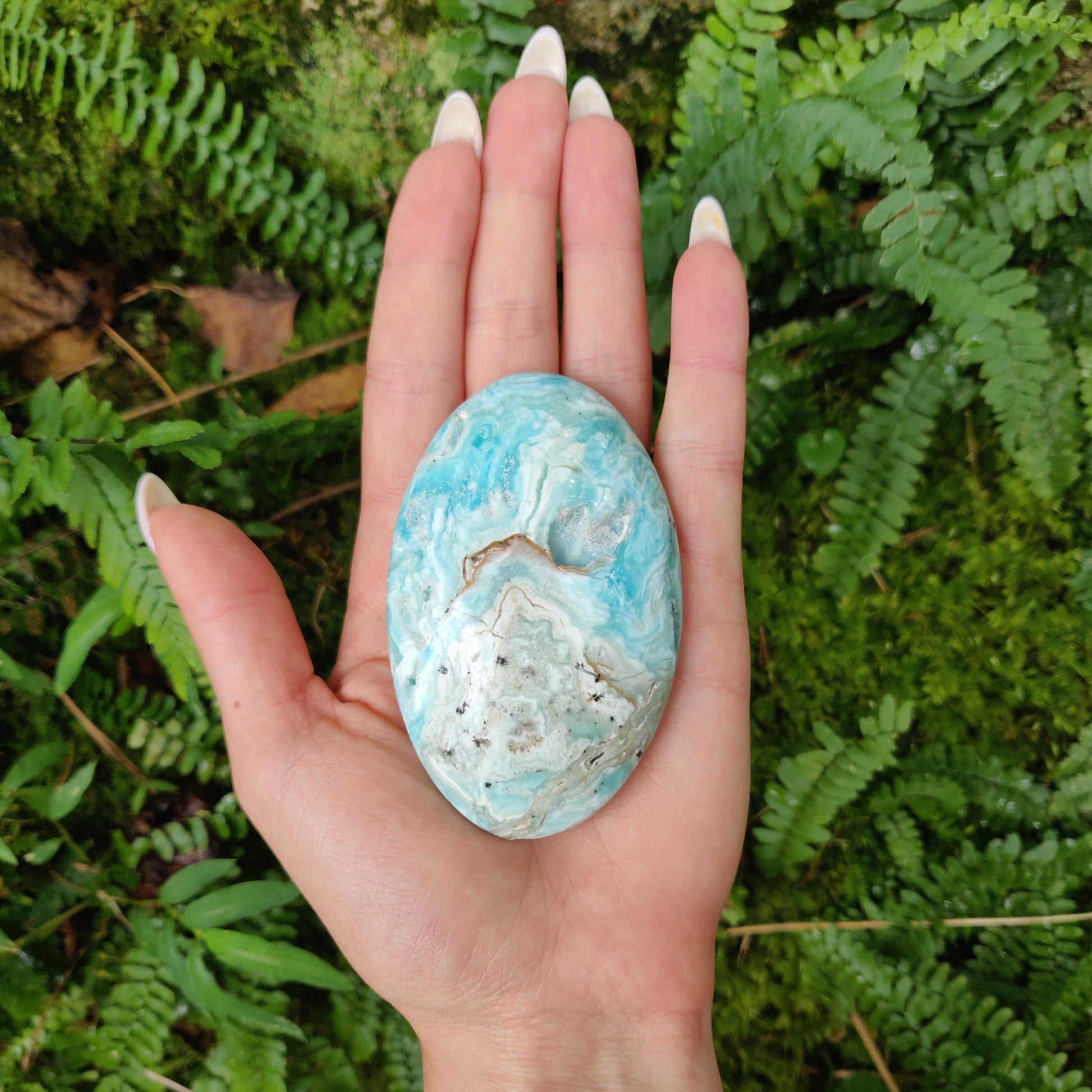 Blue Aragonite Palm Stone (#3) - Simply Affinity