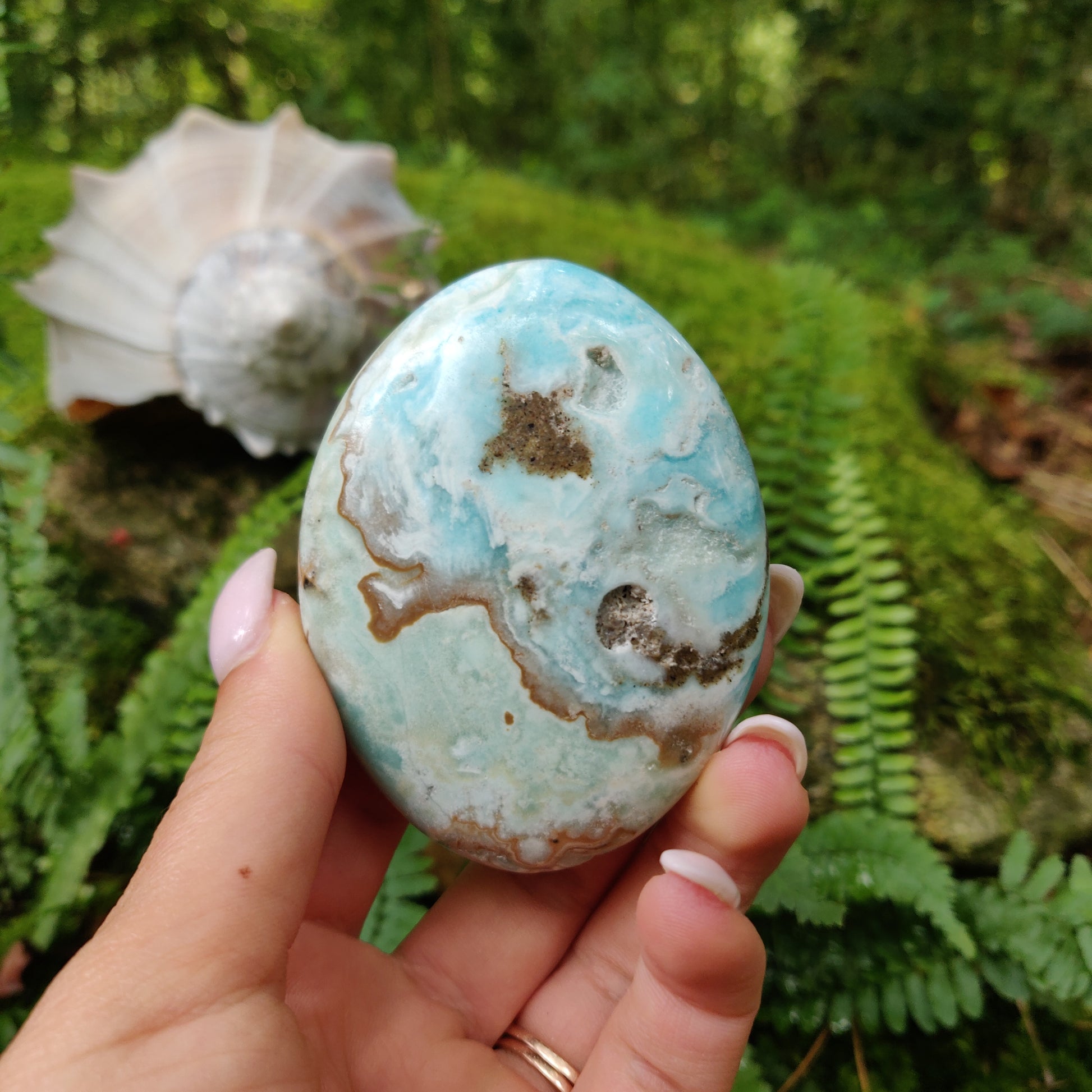 Blue Aragonite Palm Stone (#4) - Simply Affinity