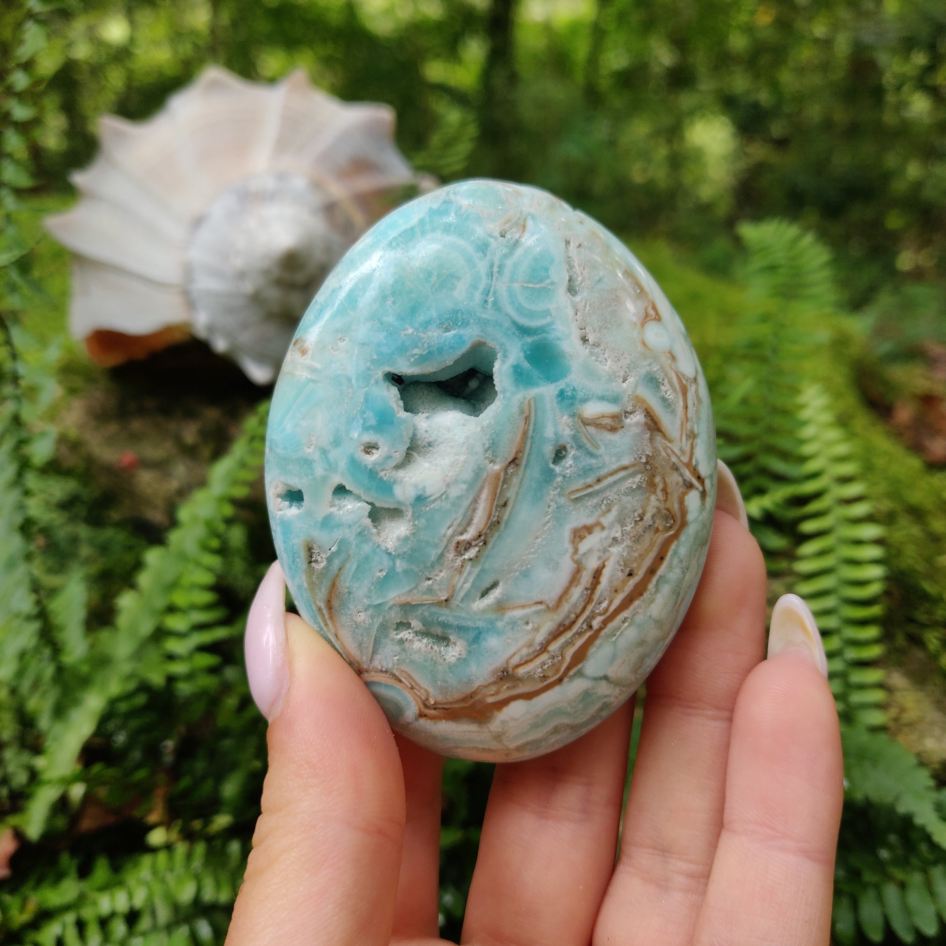 Blue Aragonite Palm Stone (#4) - Simply Affinity