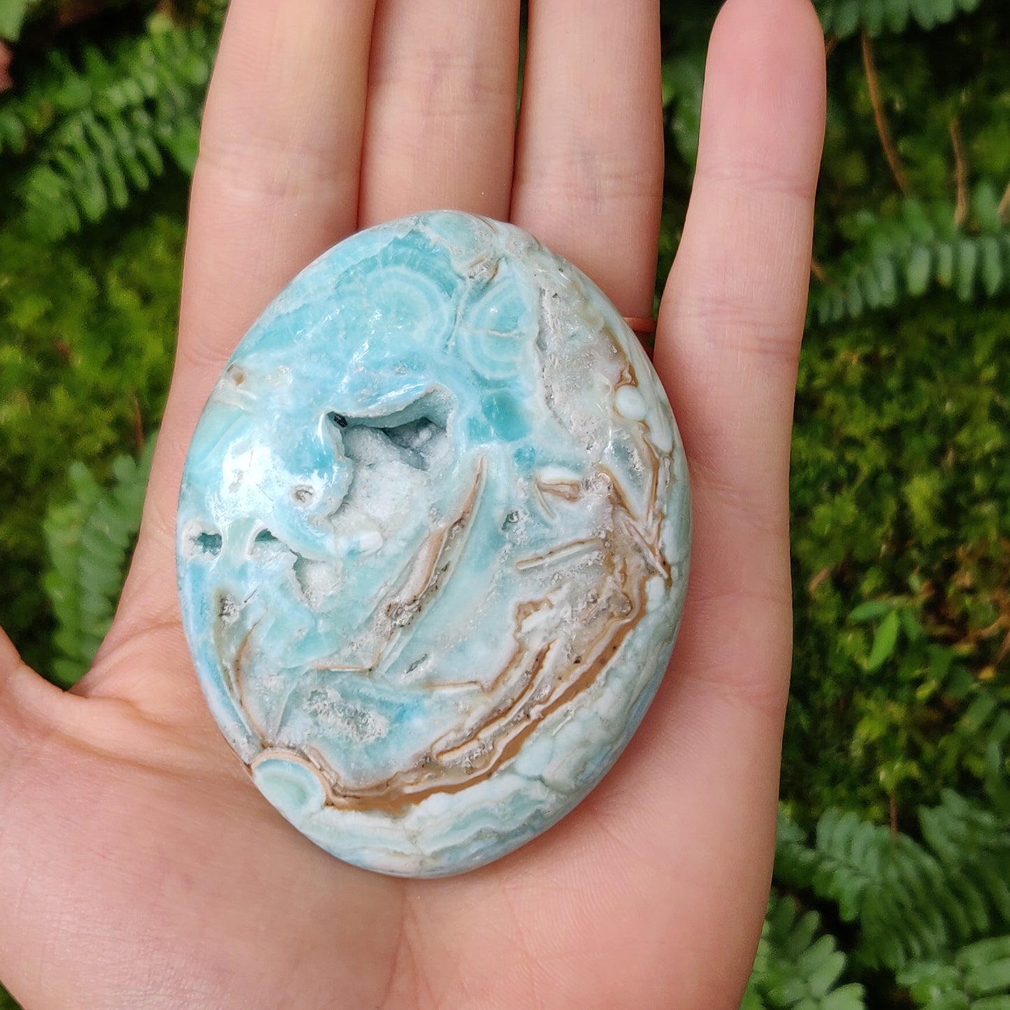 Blue Aragonite Palm Stone (#4) - Simply Affinity