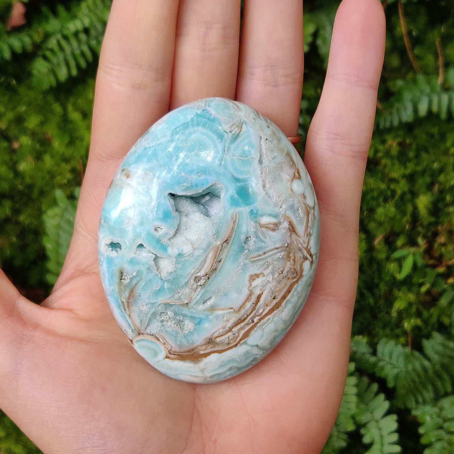 Blue Aragonite Palm Stone (#4) - Simply Affinity