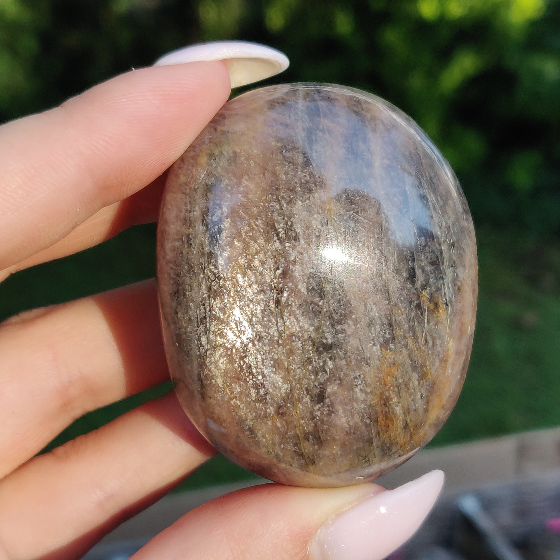 Black Moonstone Palm Stone, Flashy Black Moonstone (#12) - Simply Affinity