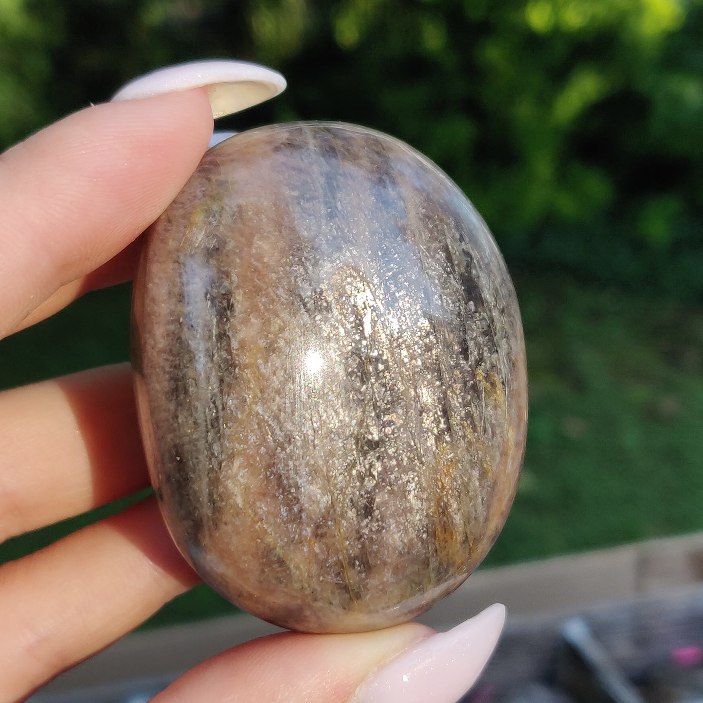 Black Moonstone Palm Stone, Flashy Black Moonstone (#12) - Simply Affinity