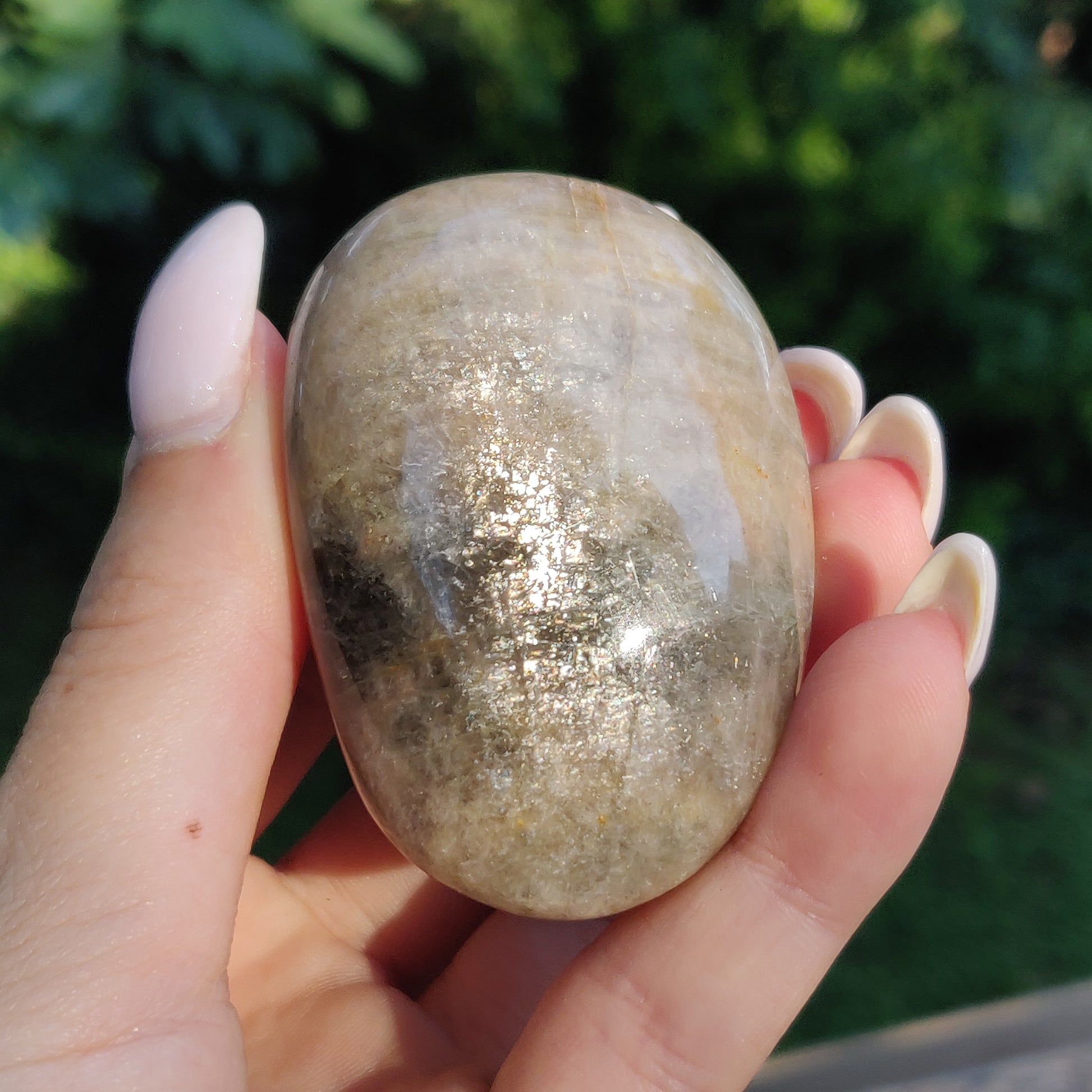 Black Moonstone Palm Stone, Flashy Black Moonstone (#16) - Simply Affinity