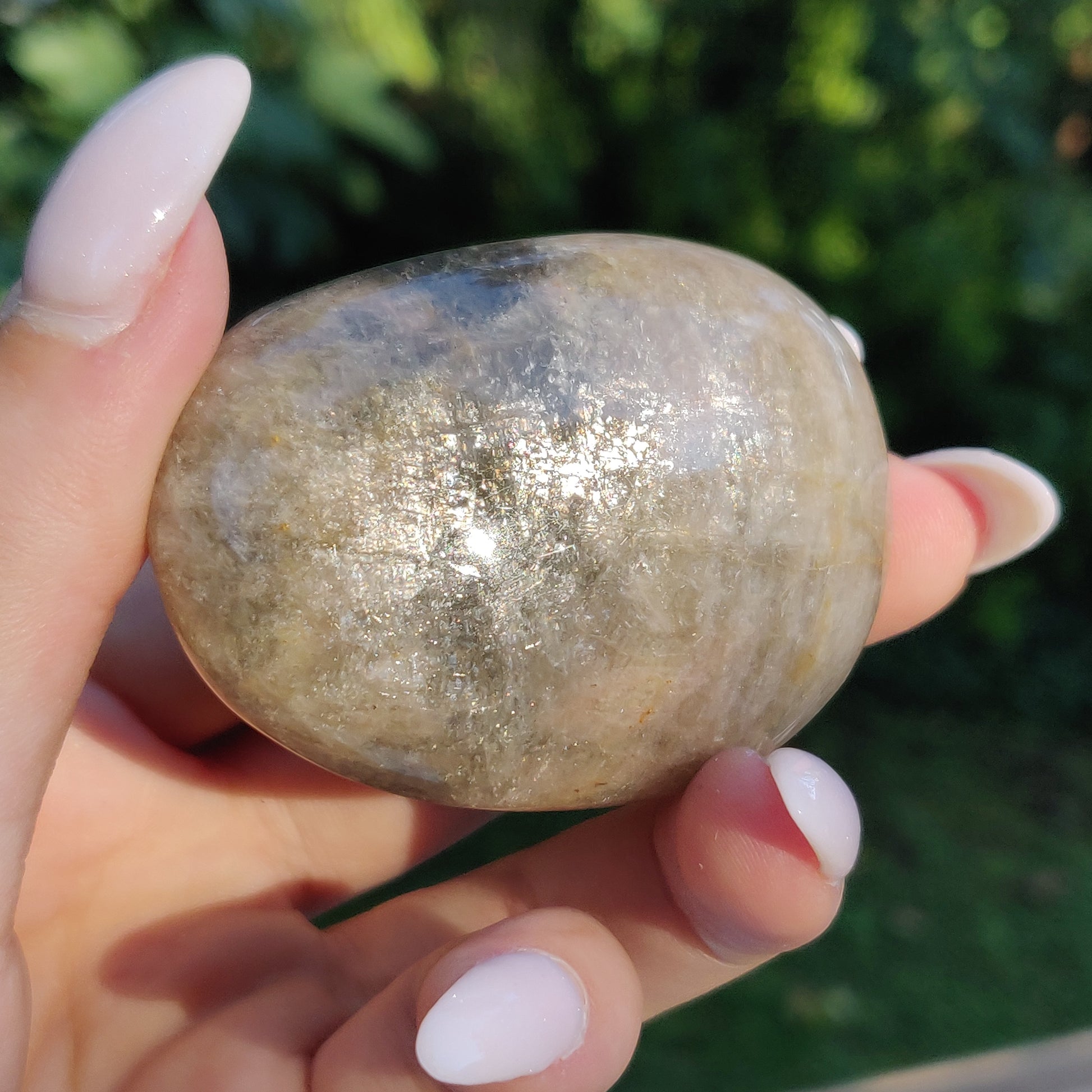Black Moonstone Palm Stone, Flashy Black Moonstone (#16) - Simply Affinity
