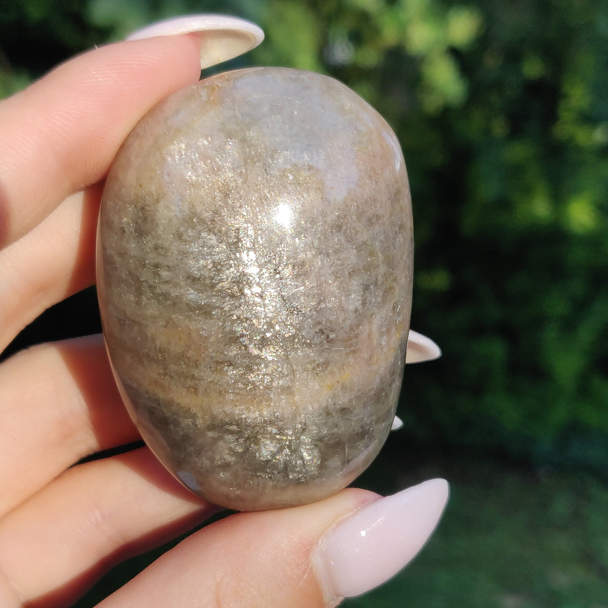 Black Moonstone Palm Stone, Flashy Black Moonstone (#16) - Simply Affinity