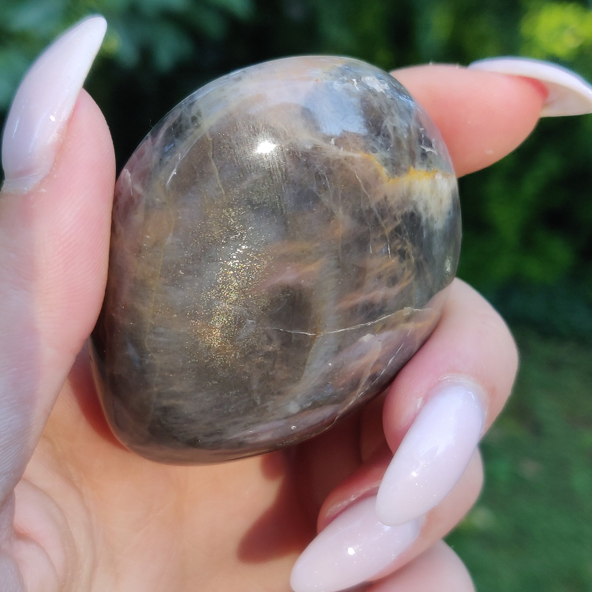Black Moonstone Palm Stone, Flashy Black Moonstone (#18) - Simply Affinity