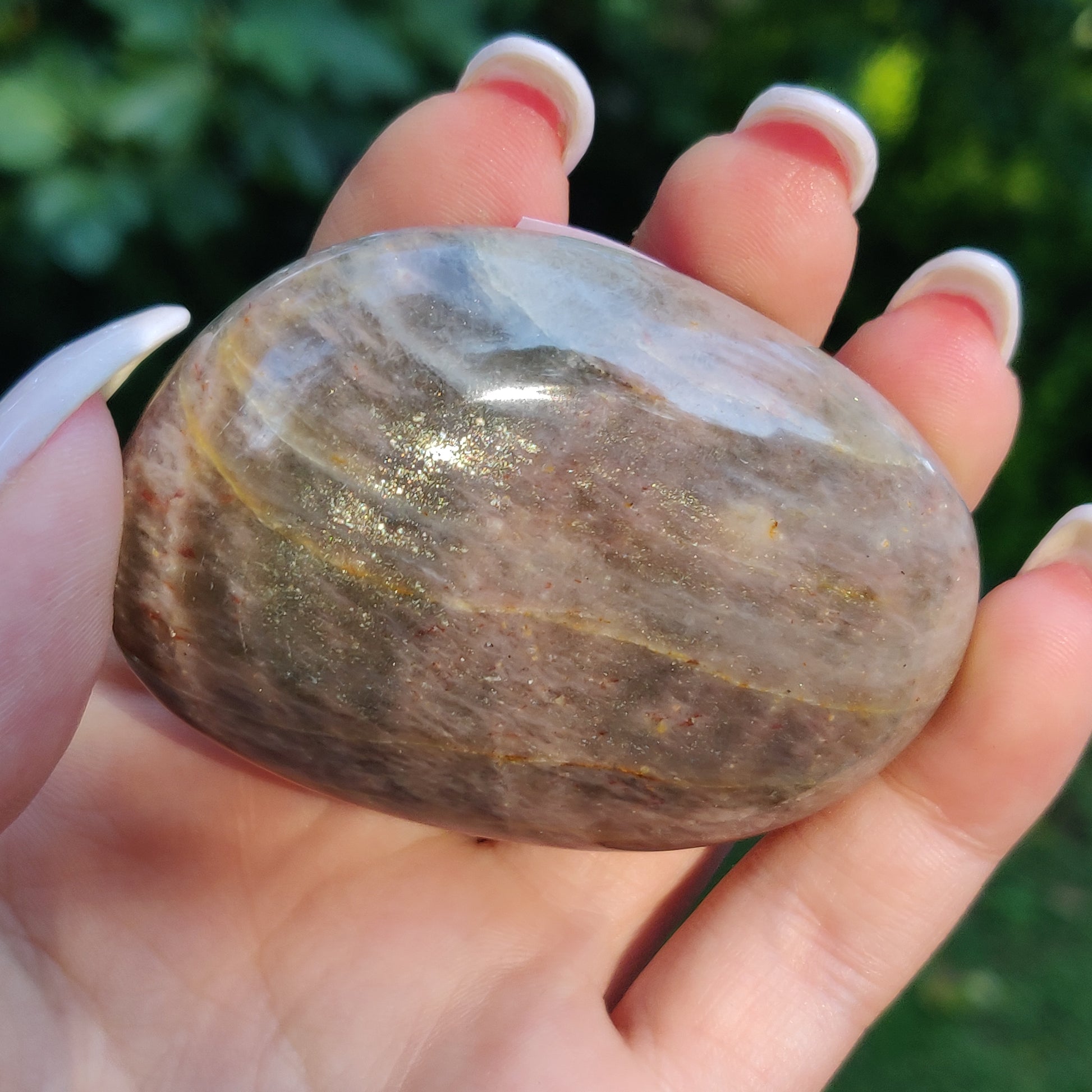 Black Moonstone Palm Stone, Flashy Black Moonstone (#20) - Simply Affinity