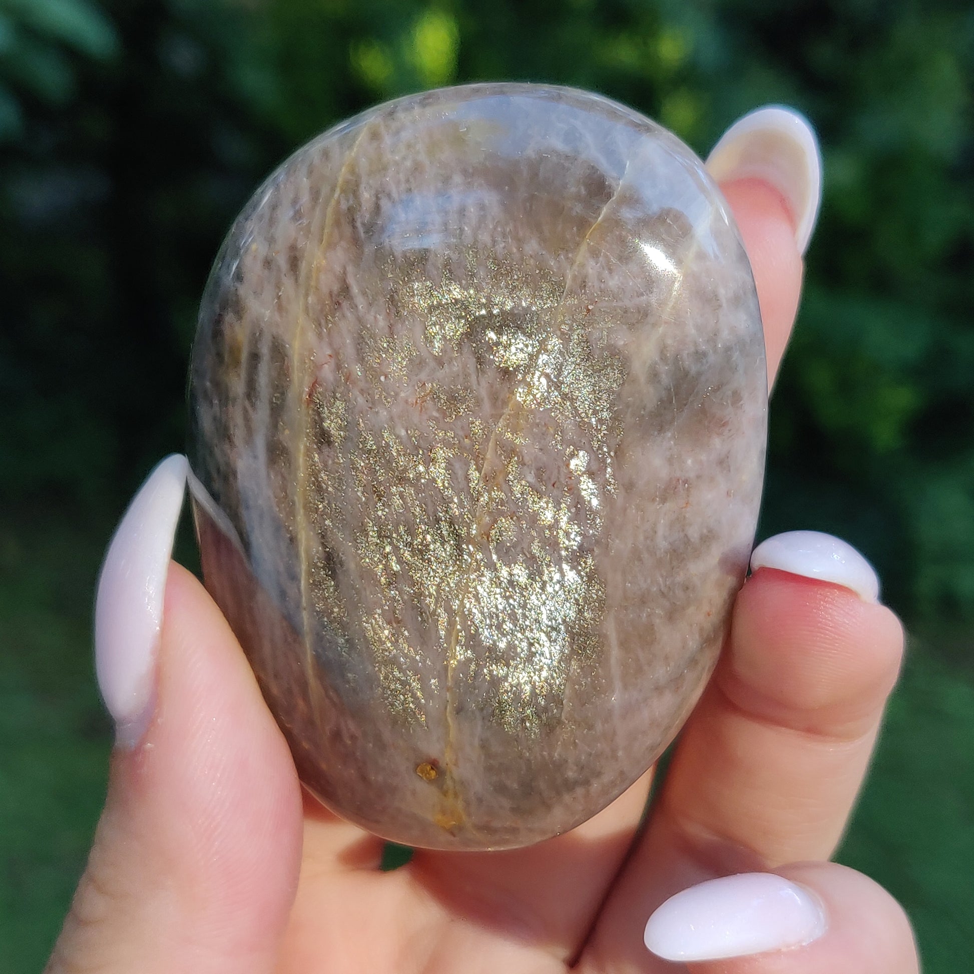 Black Moonstone Palm Stone, Flashy Black Moonstone (#20) - Simply Affinity