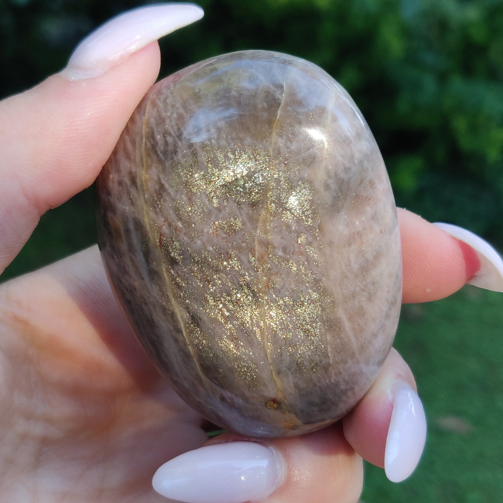 Black Moonstone Palm Stone, Flashy Black Moonstone (#20) - Simply Affinity
